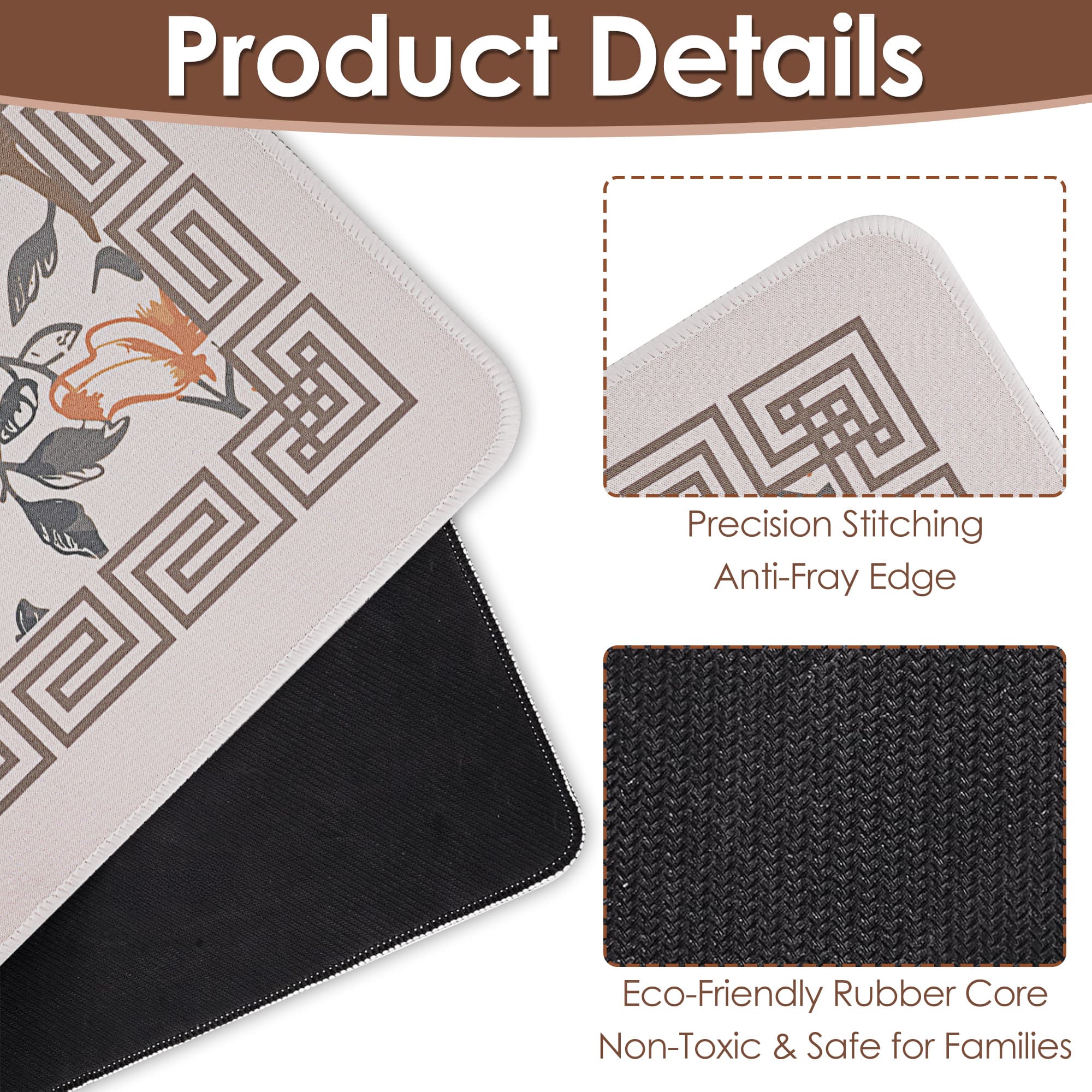 ReignSword Chinoiserie Flower Mahjong Mat with Carrying Bag, Anti-Slip and Noise-Reducing Mat for Table, Functional Gifts for Card Games, and Board Tile Games ( 31.5" x 31.5", Beige) - 3