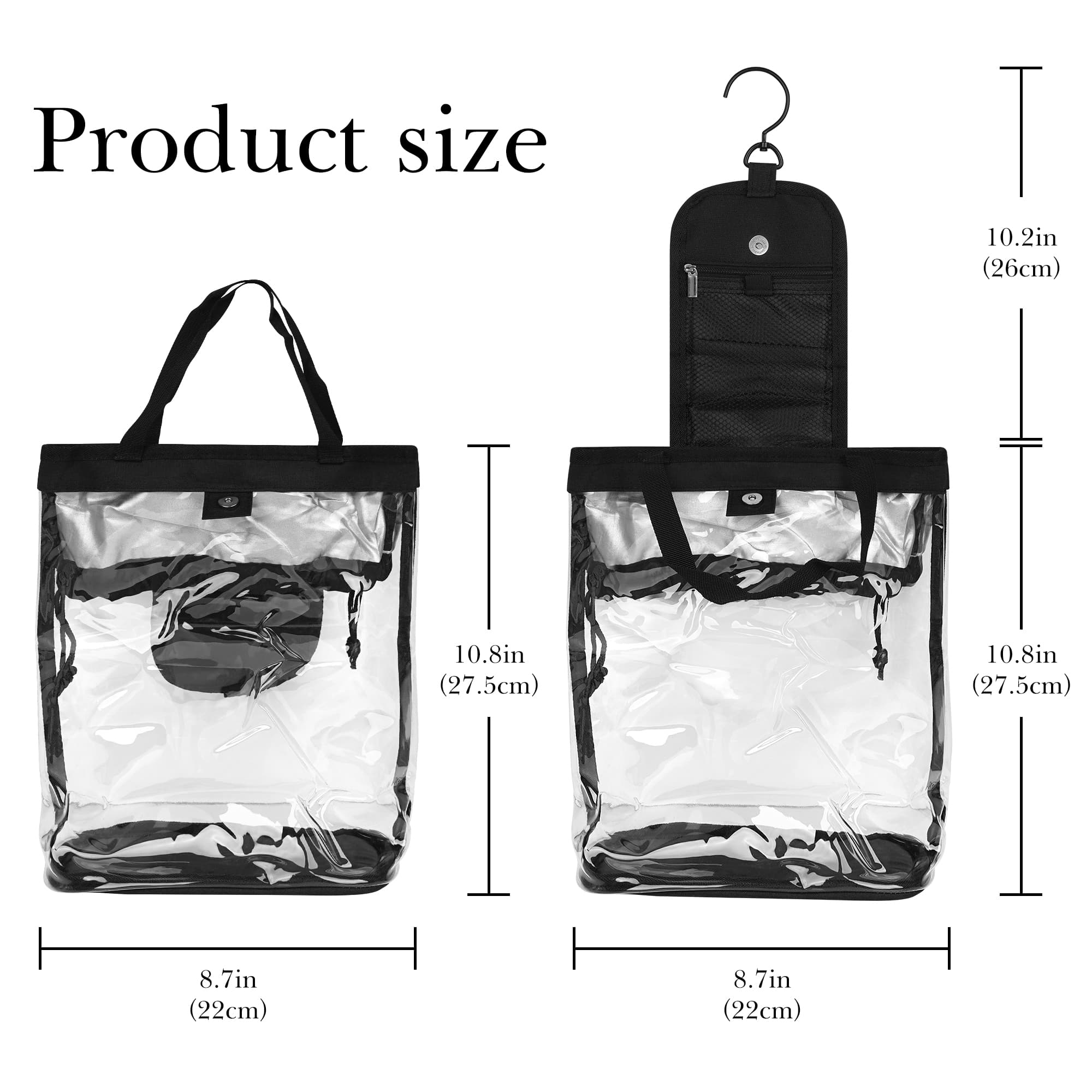 Hanging Clear Toiletry Bag for Women & Men, Waterproof Travel Toiletry Organizer with 360° Rotating Hook, Large Capacity Bag for Bathroom, Gym, Camping, Business Trip, Makeup & Shower Essentials - 4