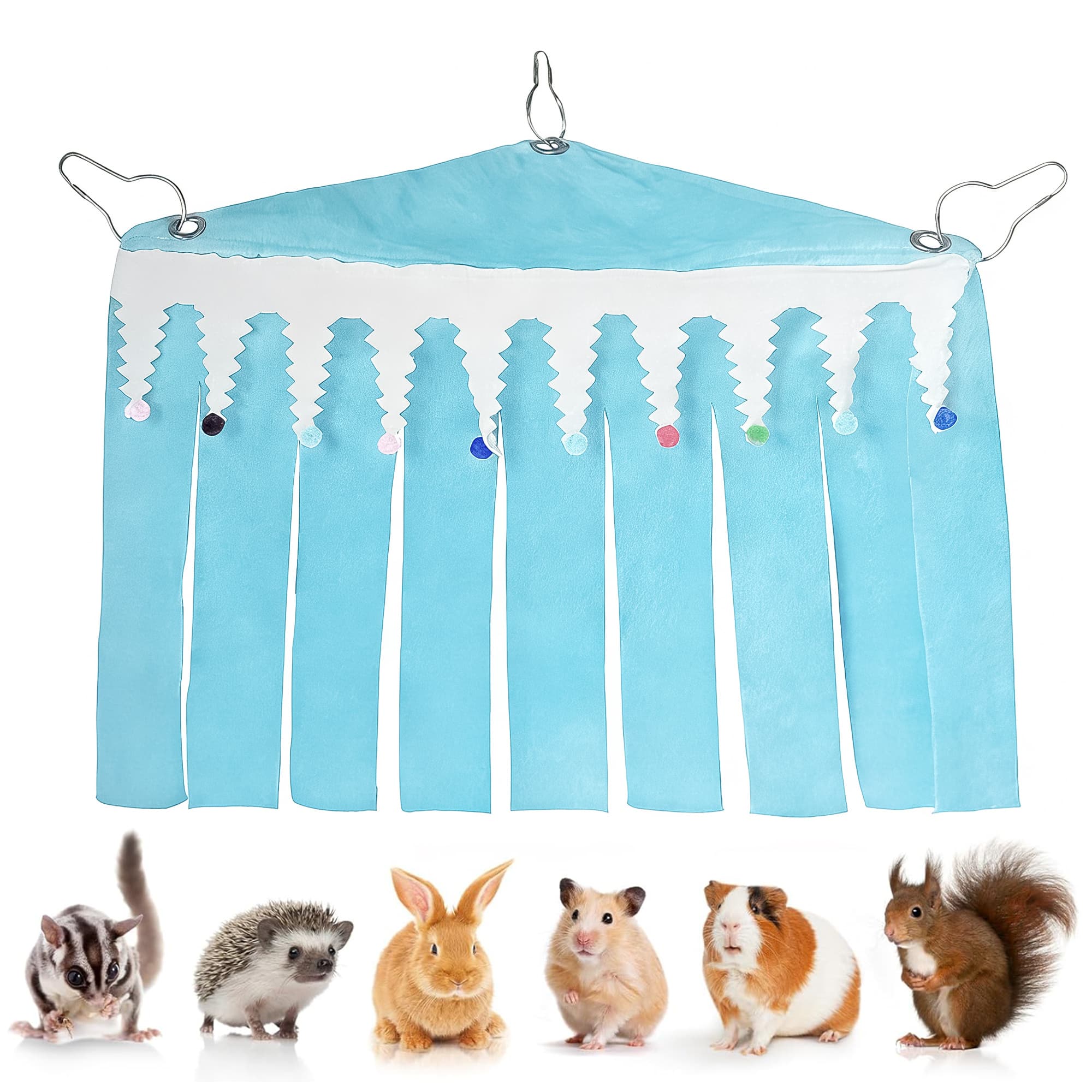 ReignSword Guinea Pig Corner Hideout, Triangular Small Animal Hideaway Hammock, Soft Cage Bed Accessories for Ferret, Hamster, Hedgehog, Chinchilla, Bunny (Blue) - 1