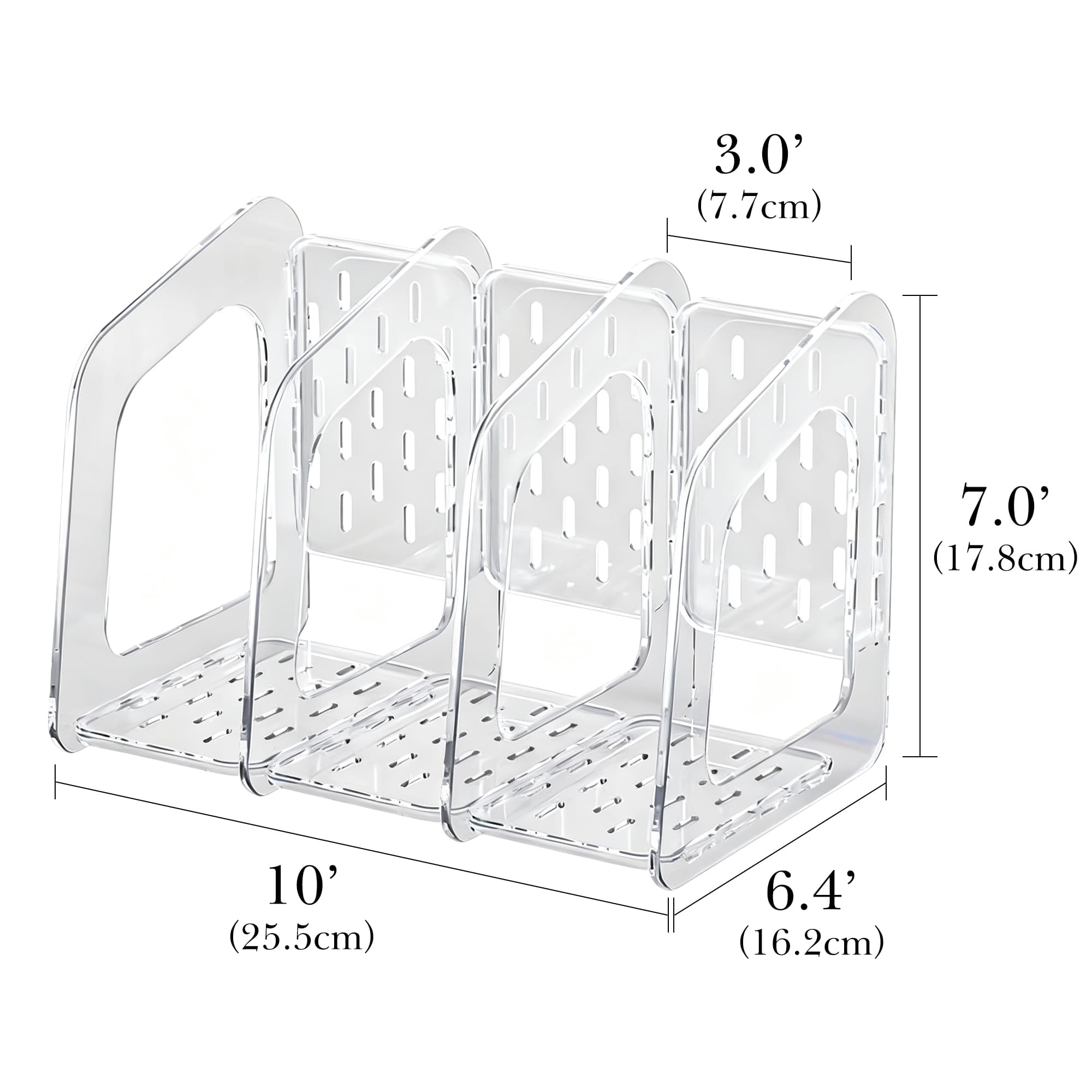 ReignSword Clear Desk File Organizer, Detachable Desktop File Sorter with 3 Vertical Sections for Document Magazine Letter Binder, Plastic Files Holder Rack for Home, Office - 1