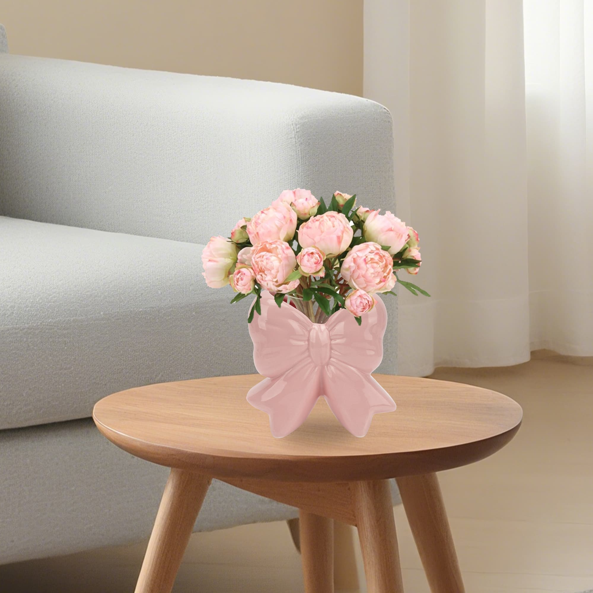ReignSword Pink Bow Vase, Small Coquette Ceramic Flower Vase for Bouquet, Cute Mini Decorative Vases for Home Office Table Decor - 6