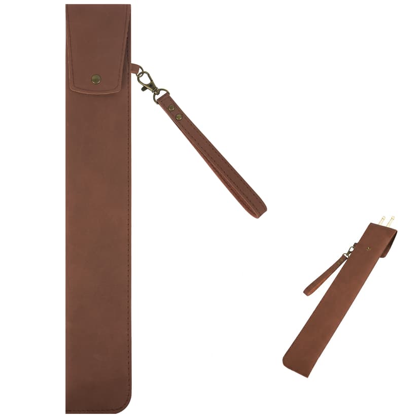 ReignSword PU Vegan Leather Drumstick Bag, Portable Drum Stick Holder with Button Stud Closure, Vintage Storage Case for Drummers Musicians Percussion Mallets (Brown, 1Pair Capacity)