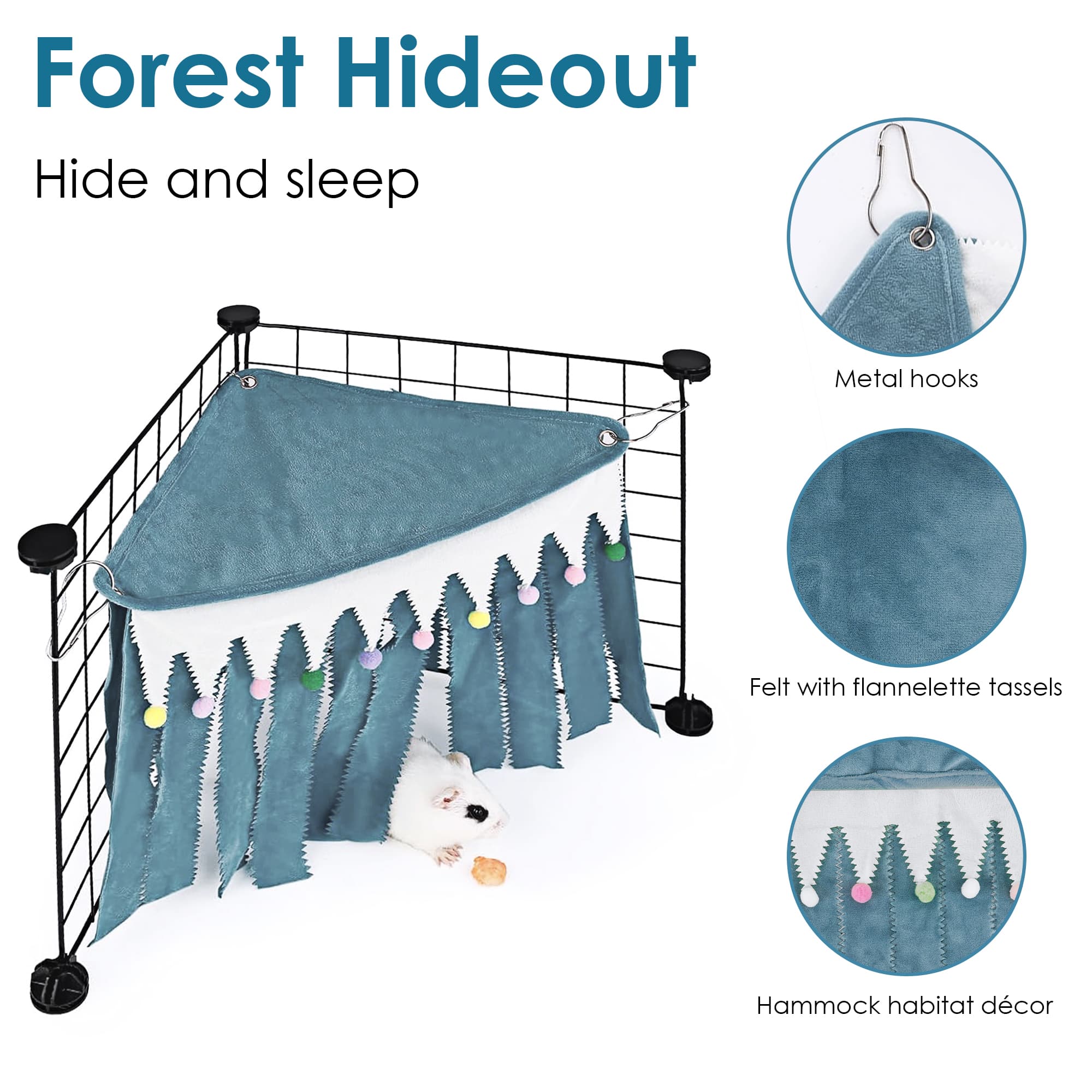 ReignSword Forest Cage Corner Hideout, Pets Corner Hideout for Guinea Pigs, Rabbits, Ferrets, Chinchillas, Gerbils, Hedgehogs (Blue) - 2