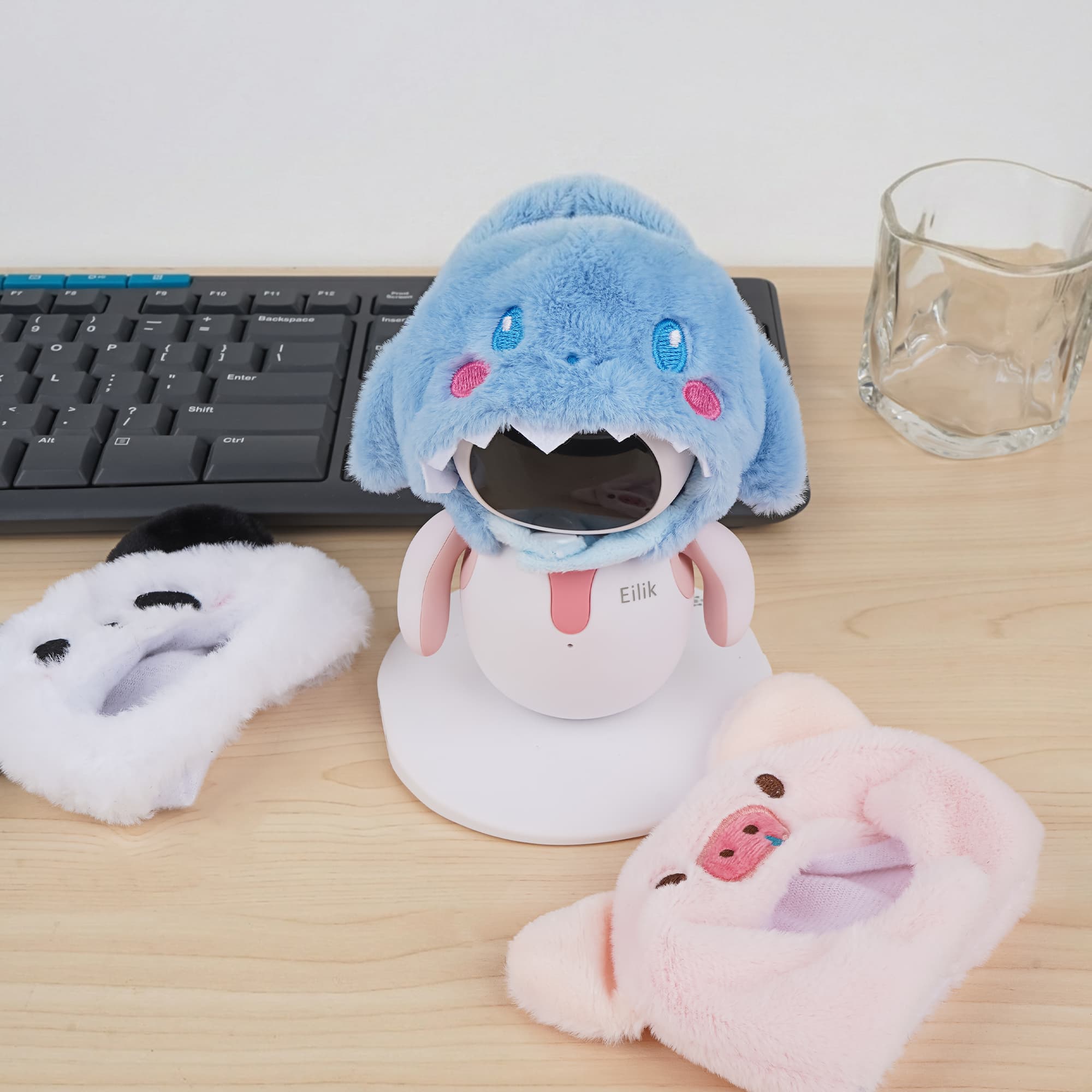 ReignSword 3 Pcs Animal Style Costume Set Compatible with Eilik Robot, Soft Plush Pig Panda Elephant Headwear Bundle, Wearable Dressing Accessories (Robot Not Included) - 4