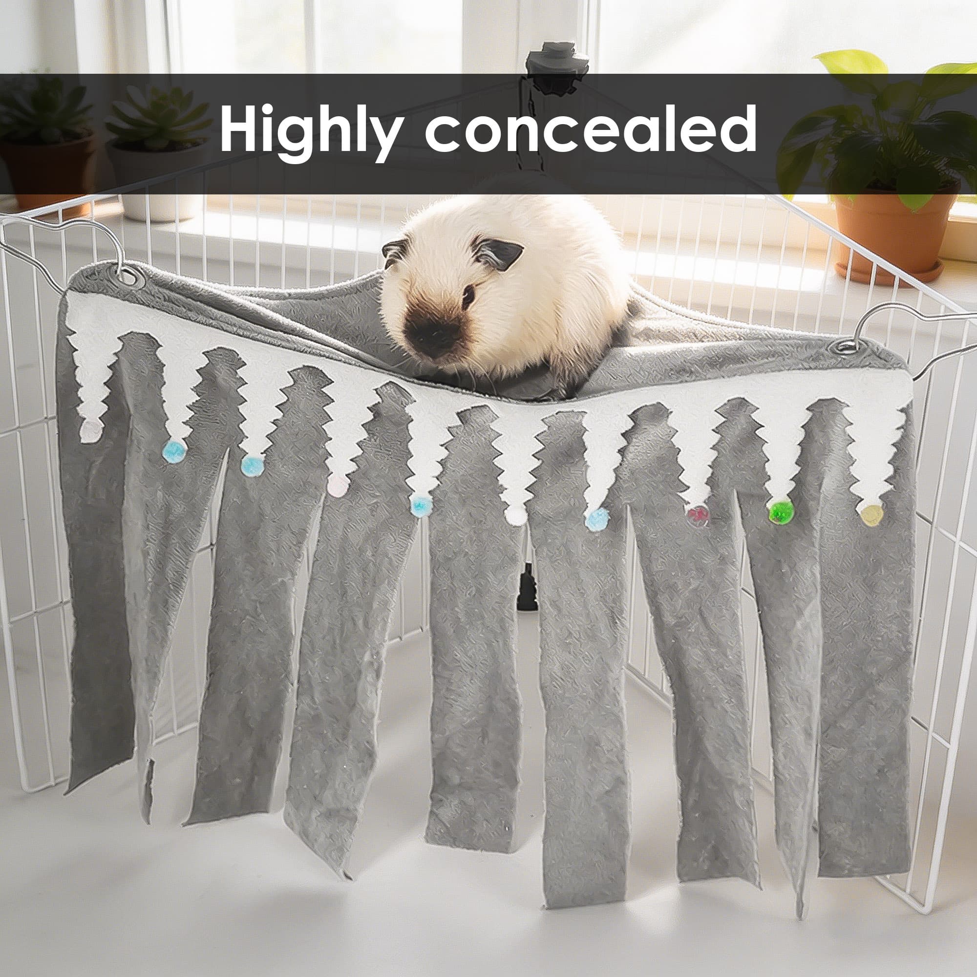 ReignSword Guinea Pig Corner Hideout, Triangular Small Animal Hideaway Hammock, Soft Cage Bed Accessories for Ferret, Hamster, Hedgehog, Chinchilla, Bunny (Gray) - 4