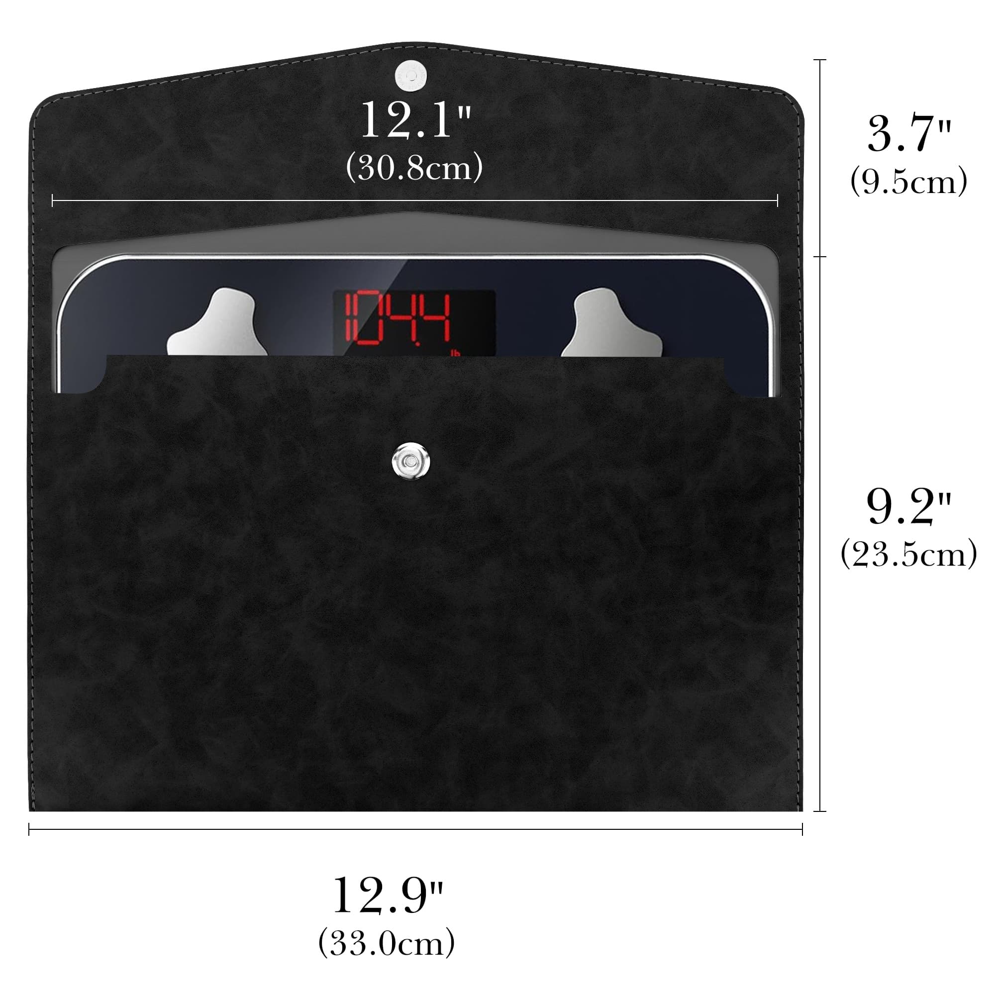 ReignSword Carrying Bag for Smart Scale, Compatible with Renpho Travel Scale Elis Go, 11.02In x 7.09In, Vegan Leather Replaceable Protective Pouch Bathroom Scales for Body Weight (Black) - 1