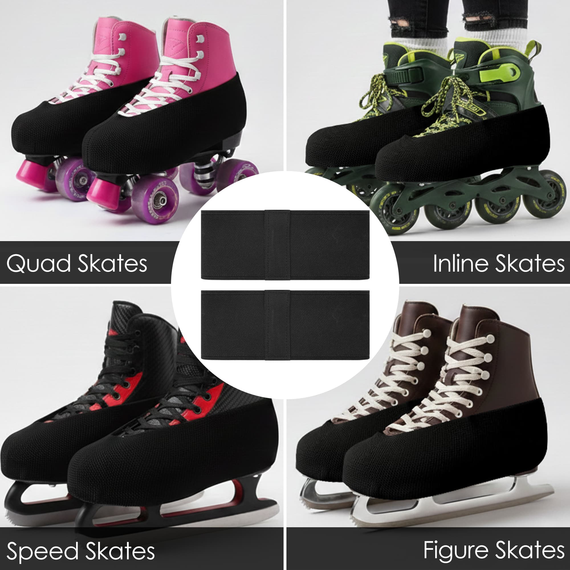 ReignSword 2 Pack Roller Skates Covers, Elastic Skate Guards Figure Skating, Easy-On Boot Protector, Washable Skating Accessories for Youth & Adults (Black, L (39-45 yards)) - 4