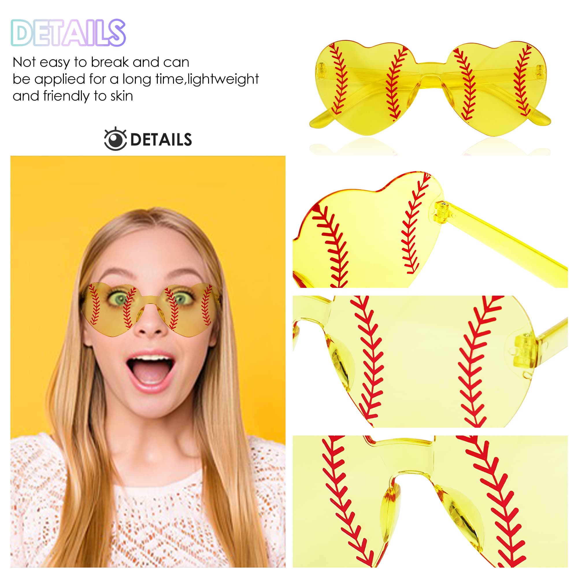 ReignSword 12 Pack Party Softball Sunglasses, Sport Baseball Heart Glasses for Team Sport Party, Softball Accessories Favor Glass Gift for Player Coach - 2