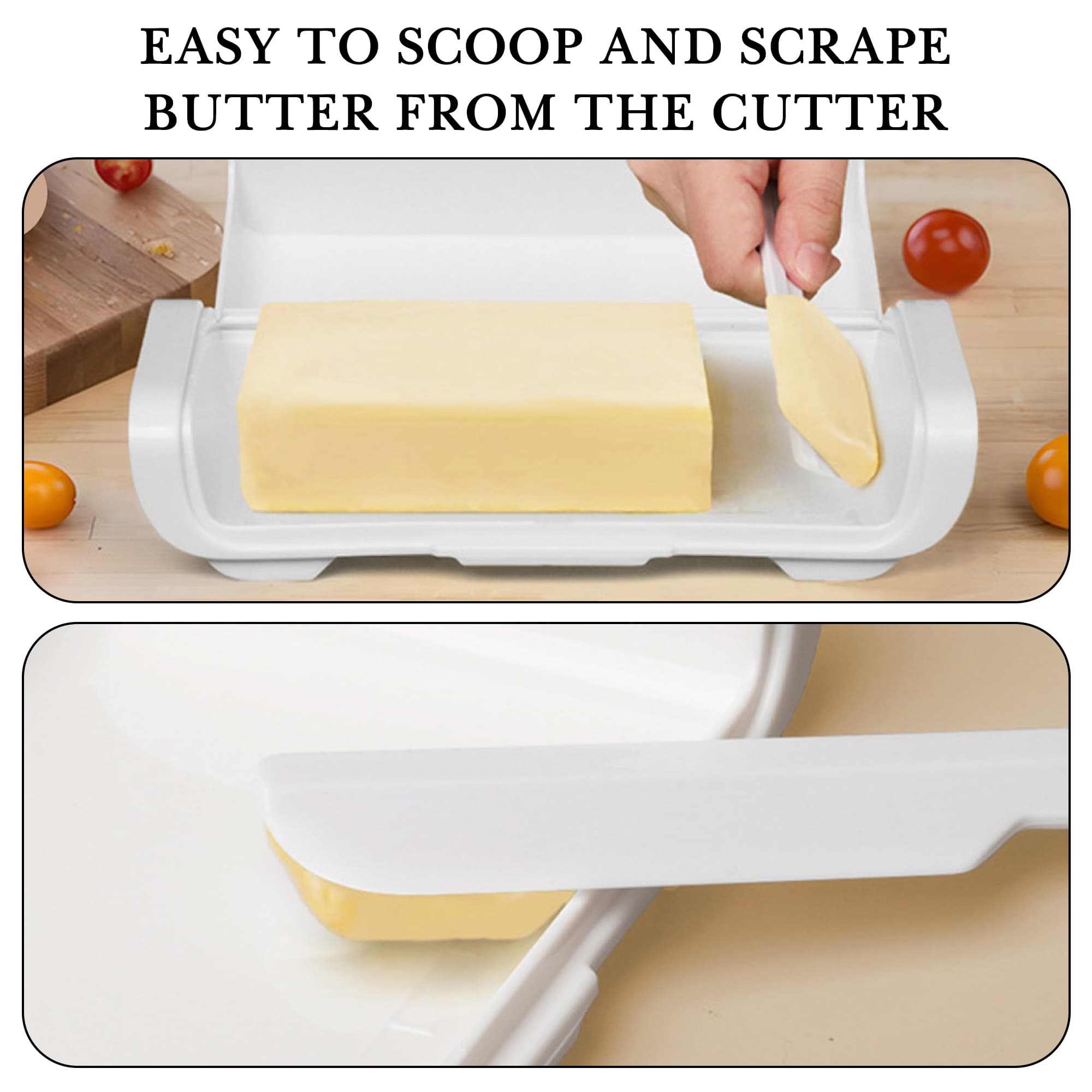 ReignSword Butter Dish with Lid for Countertop and Fridge, Airtight Butter Keeper Holder, Butter Storage Container with Knife, Dishwasher Safe (White) - 4