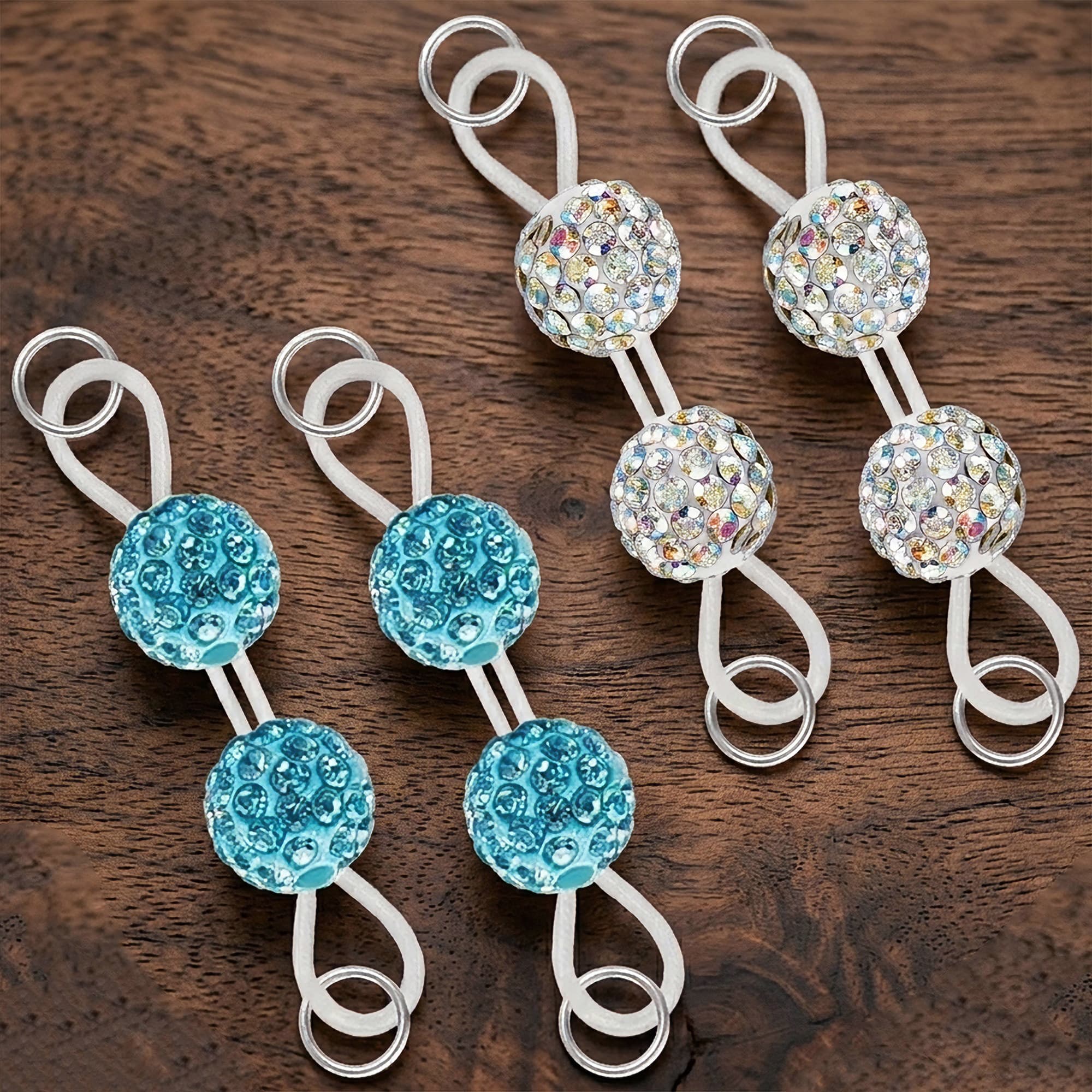 ReignSword 2 Pair of Non-Piercing Nipple Rings, Fake Nipple Rings Set with Crystals, Adjustable Fake Nipple Chain Body Jewelry (Pair of Blue Crystal, Pair of White Crystal) - 3