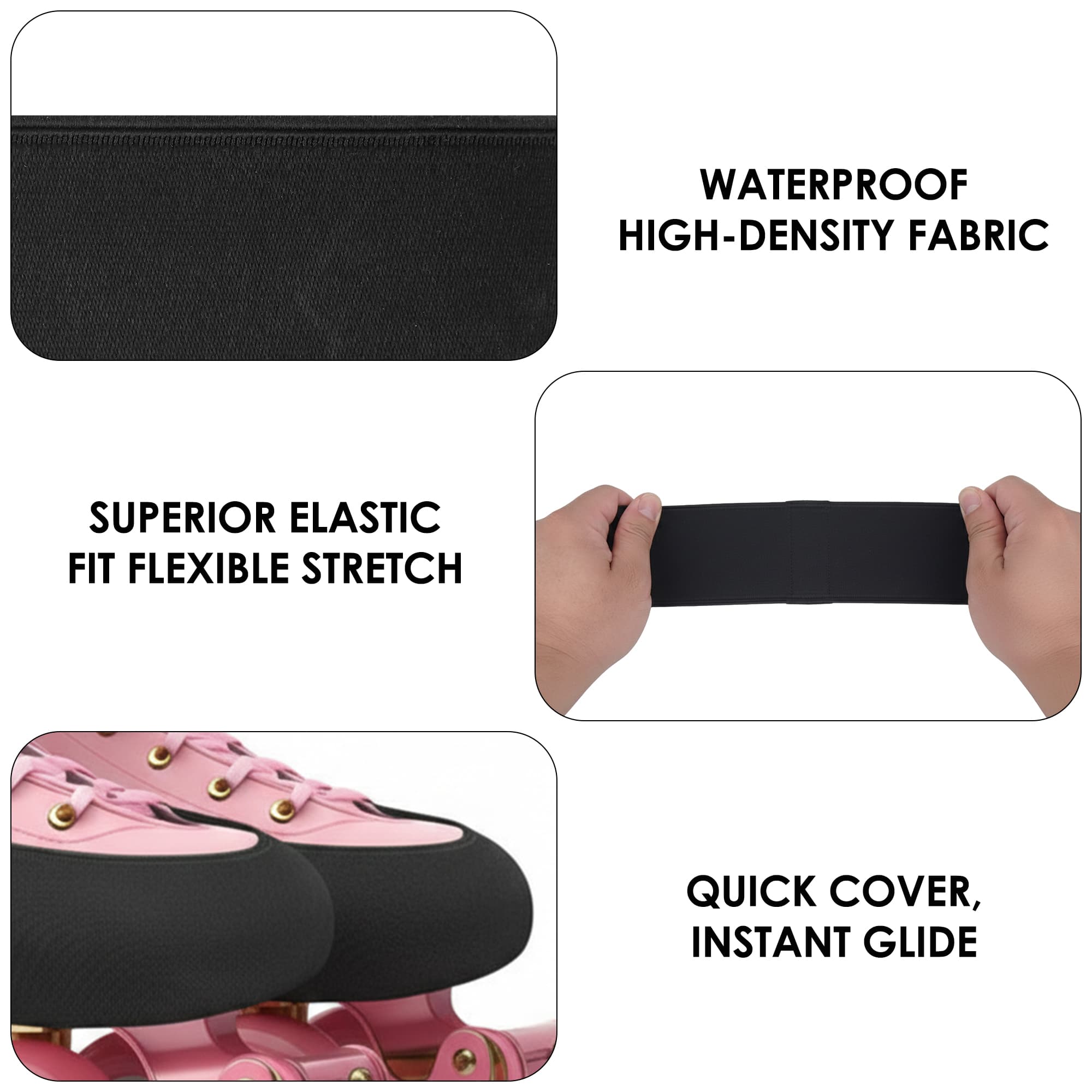ReignSword 2 Pack Roller Skates Covers, Elastic Skate Guards Figure Skating, Easy-On Boot Protector, Washable Skating Accessories for Youth & Adults (Black, S (25-33 yards)) - 3