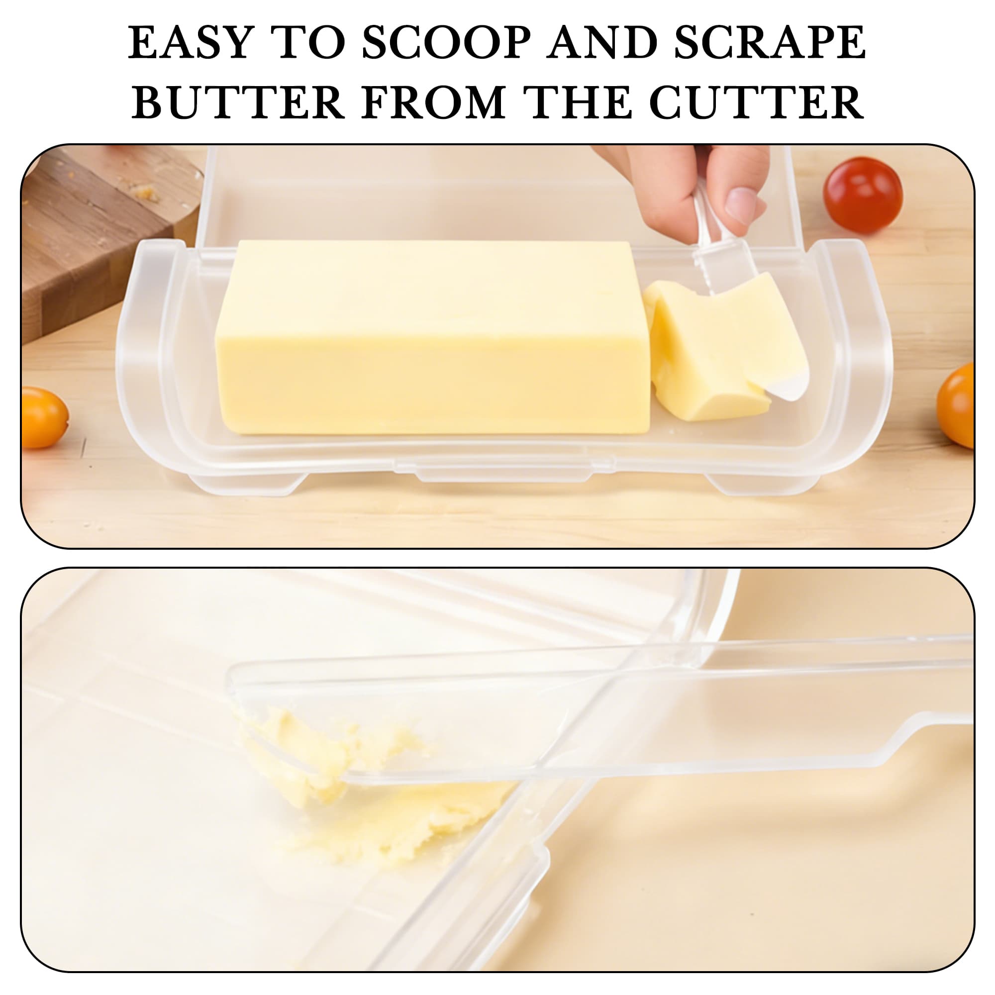 ReignSword Butter Dish with Lid for Countertop and Fridge, Airtight Butter Keeper Holder, Butter Storage Container with Knife, Dishwasher Safe (Clear) - 4