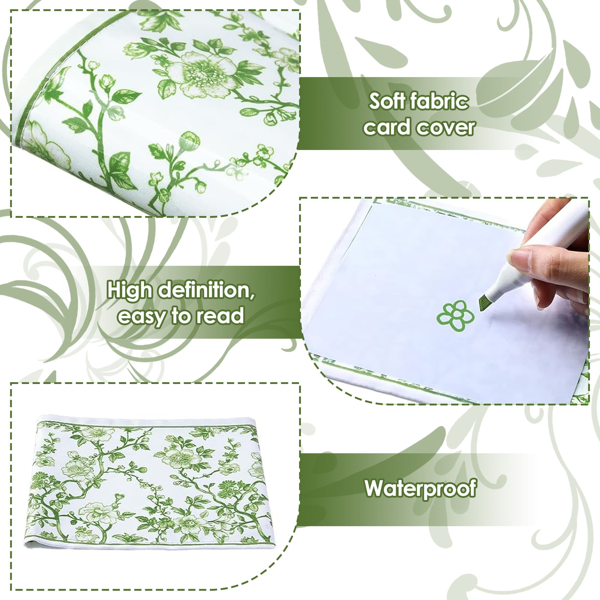 ReignSword 4 Pack Chinoiserie Mahjong Card Sleeve, Soft-printed Fabric Mahjong Card Holder, Scorecard Protector Holder Cover Gifts (Green) - 2
