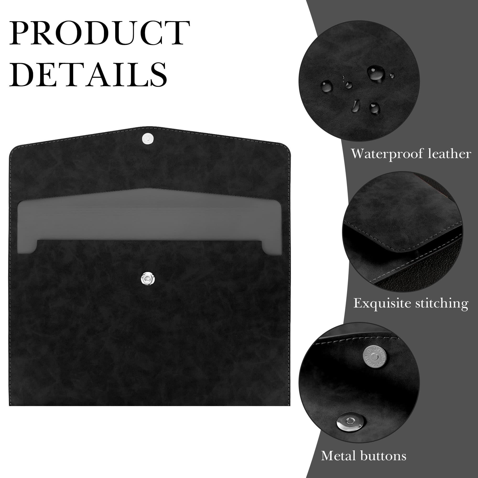 ReignSword Carrying Bag for Smart Scale, Compatible with Renpho Travel Scale Elis Go, 11.02In x 7.09In, Vegan Leather Replaceable Protective Pouch Bathroom Scales for Body Weight (Black) - 2