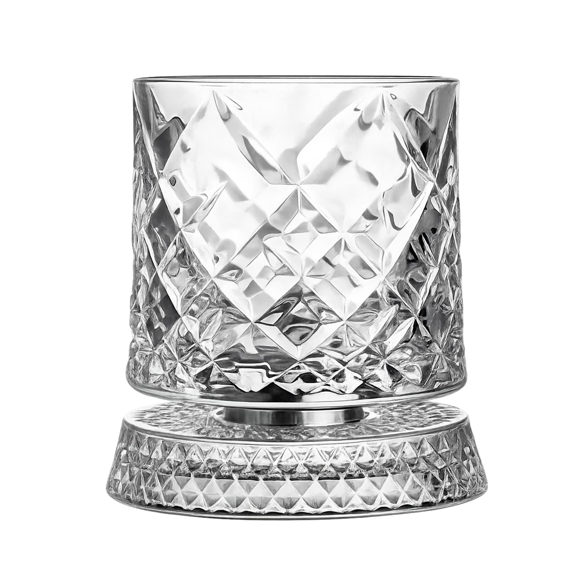 ReignSword Rotating Crystal Whiskey Glass Set, 9oz Spinning Old Fashioned Tumbler with Engraved Design, Stress Relief Cocktail Cup for Men Home Bar (Gemstone) - 1