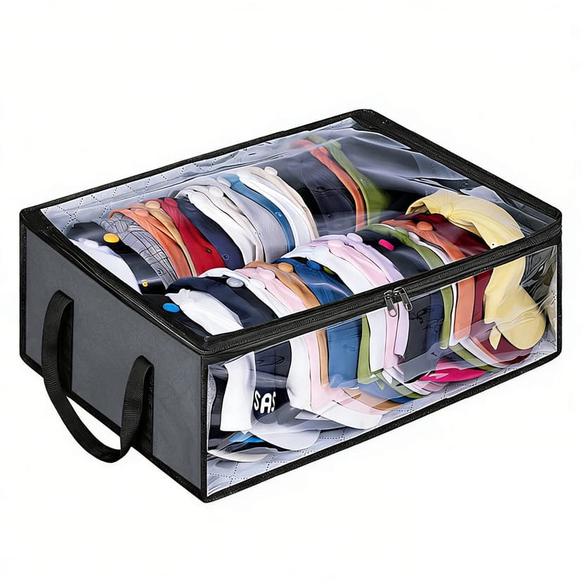 ReignSword Hat Organizer for Baseball Caps, Non-Woven Wide Hat Storage Box with Handle, Large Hat Racks Holder for Bedroom Closet (Grey)