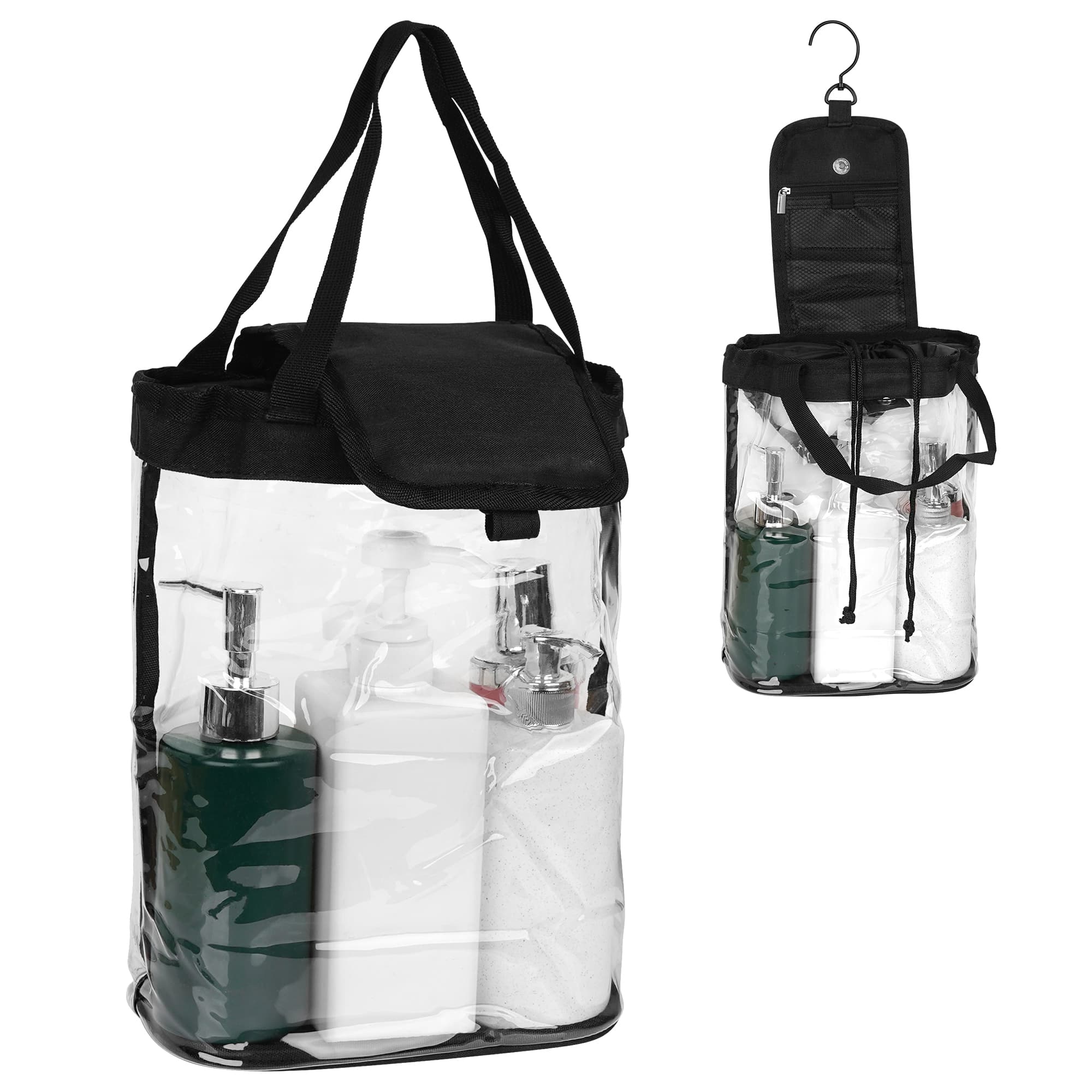 Hanging Clear Toiletry Bag for Women & Men, Waterproof Travel Toiletry Organizer with 360° Rotating Hook, Large Capacity Bag for Bathroom, Gym, Camping, Business Trip, Makeup & Shower Essentials - 7