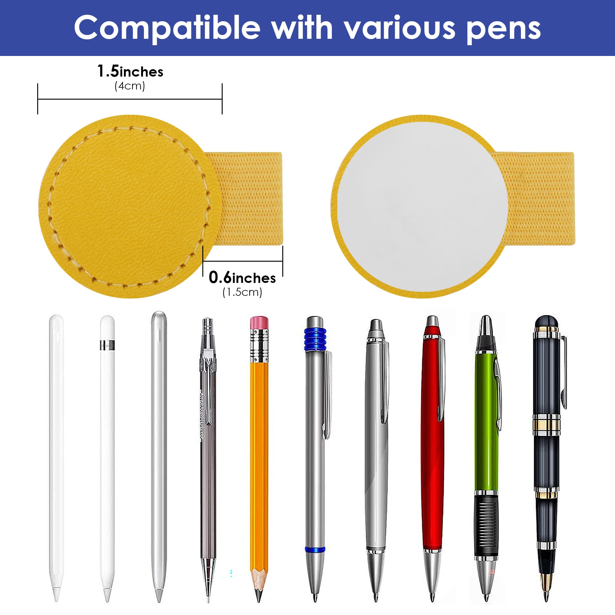 ReignSword 10 Pack Self-Adhesive Pen Loop Holder, Elastic Round Pencil Holder Sticker, Pen Clips for Notebooks, Journals, Bibles, Planners, Office Supplies with 10 Colors - 1