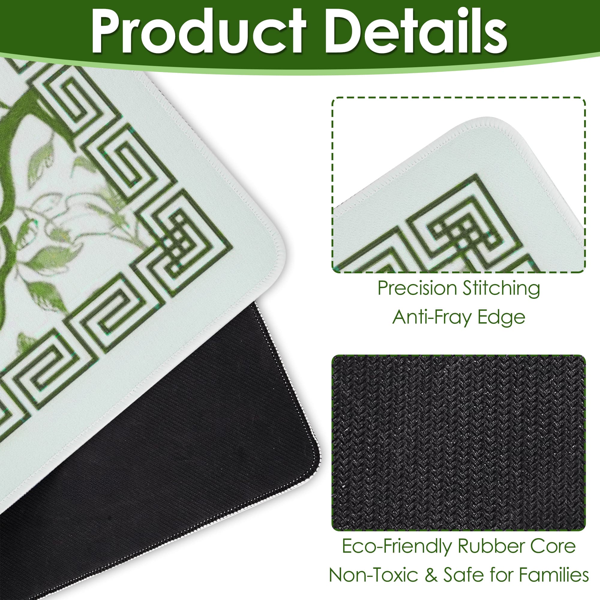 ReignSword Chinoiserie Flower Mahjong Mat with Carrying Bag, Anti-Slip and Noise-Reducing Mat for Table, Functional Gifts for Card Games, and Board Tile Games ( 31.5" x 31.5", Green) - 3