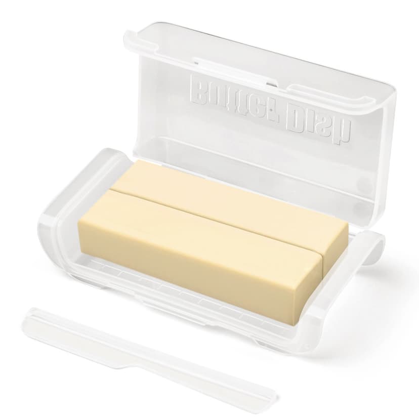 ReignSword Butter Dish with Lid for Countertop and Fridge, Airtight Butter Keeper Holder, Butter Storage Container with Knife, Dishwasher Safe (Clear)