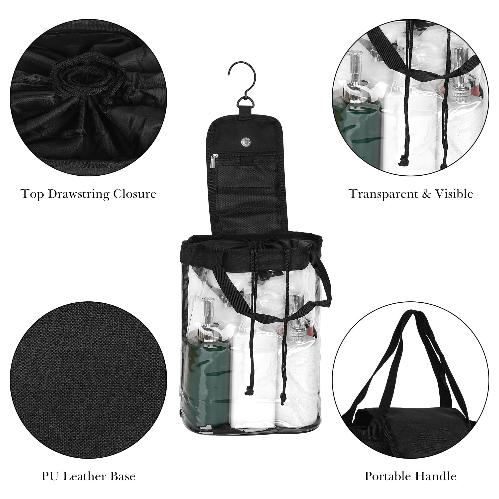 Hanging Clear Toiletry Bag for Women & Men, Waterproof Travel Toiletry Organizer with 360° Rotating Hook, Large Capacity Bag for Bathroom, Gym, Camping, Business Trip, Makeup & Shower Essentials - 2