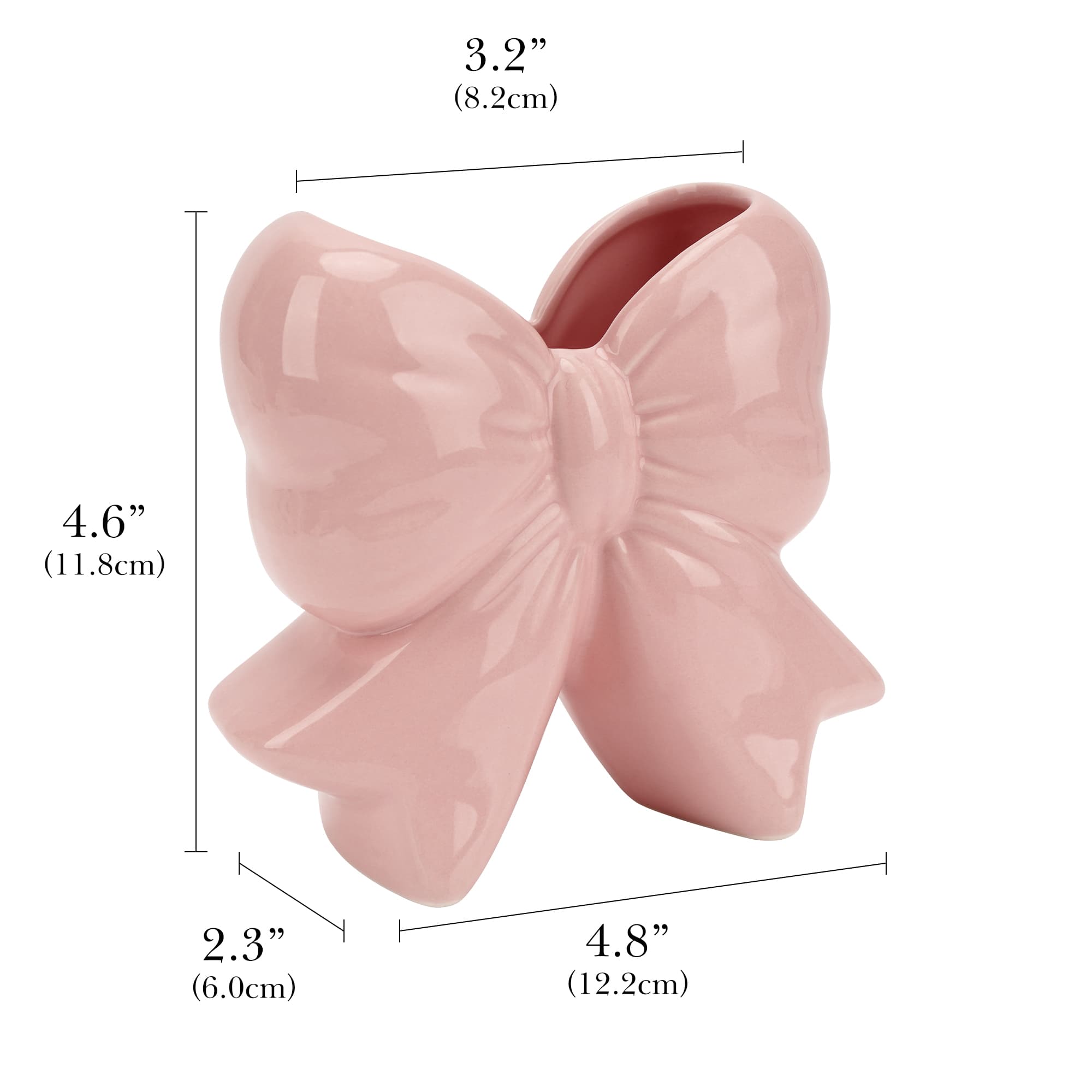 ReignSword Pink Bow Vase, Small Coquette Ceramic Flower Vase for Bouquet, Cute Mini Decorative Vases for Home Office Table Decor - 4