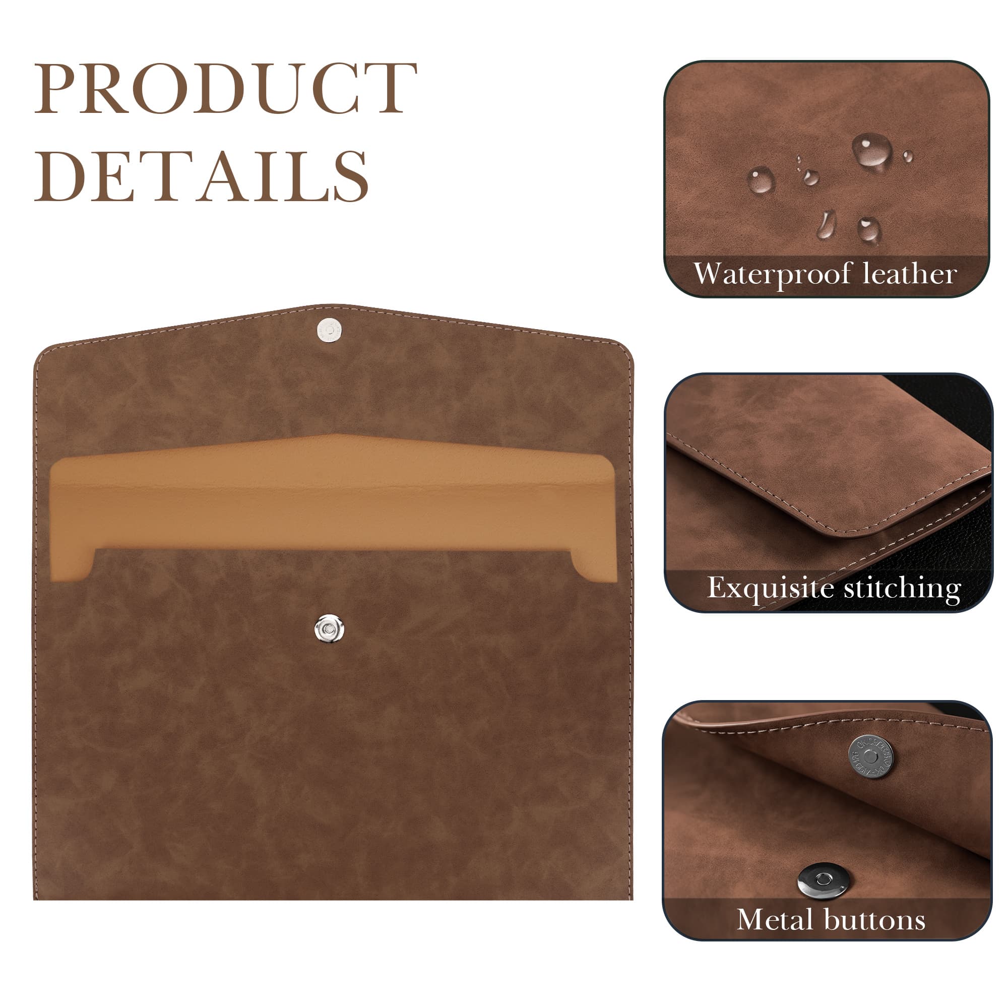 ReignSword Carrying Bag for Smart Scale, Compatible with Renpho Travel Scale Elis Go, 11.02In x 7.09In, Vegan Leather Replaceable Protective Pouch Bathroom Scales for Body Weight (Brown) - 2