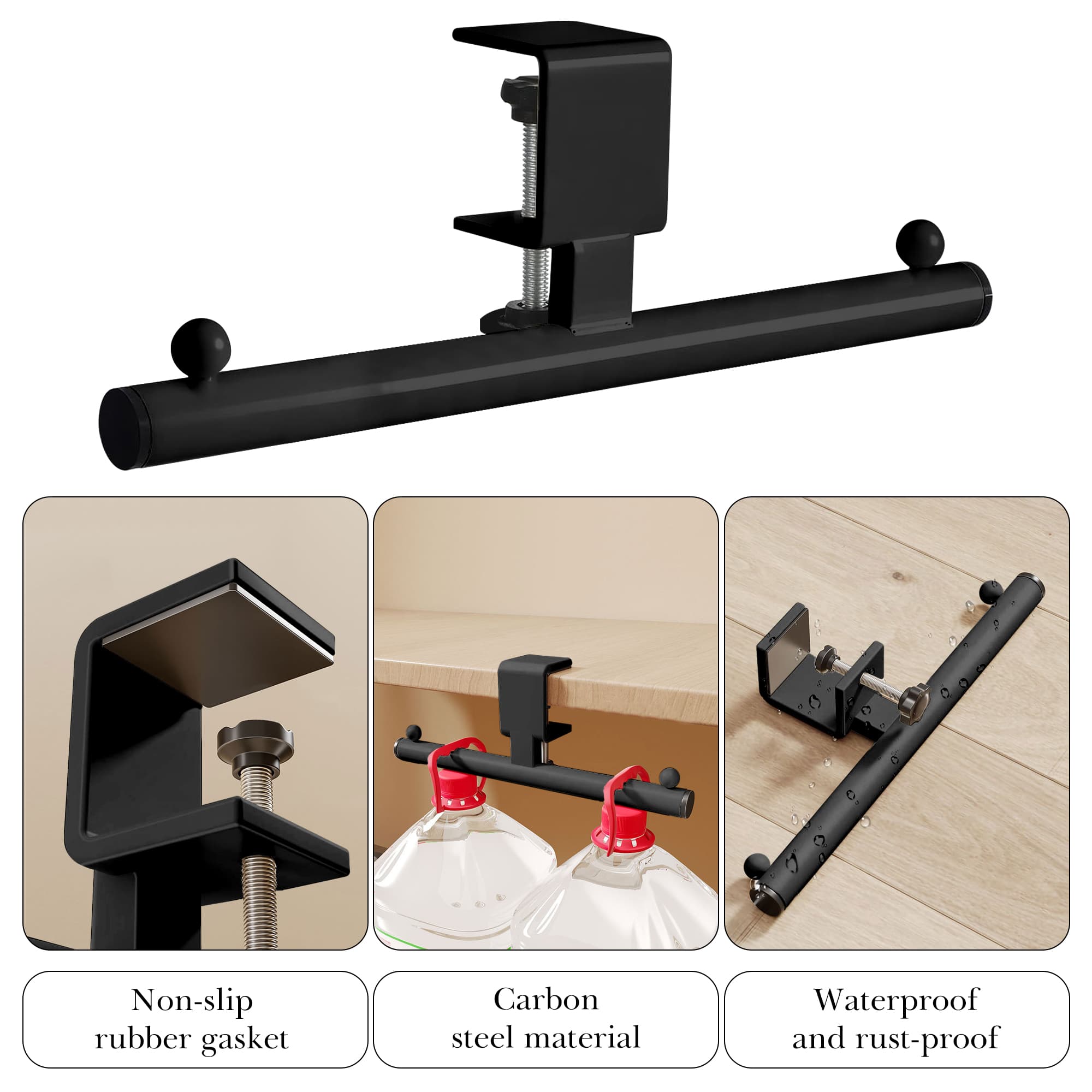 ReignSword Backpack Hanger for Desk Table, Adjustable Bag Holder Hook Mount, Metal Under Desk Storage Organizer for Reduce Clutter (Black) - 2