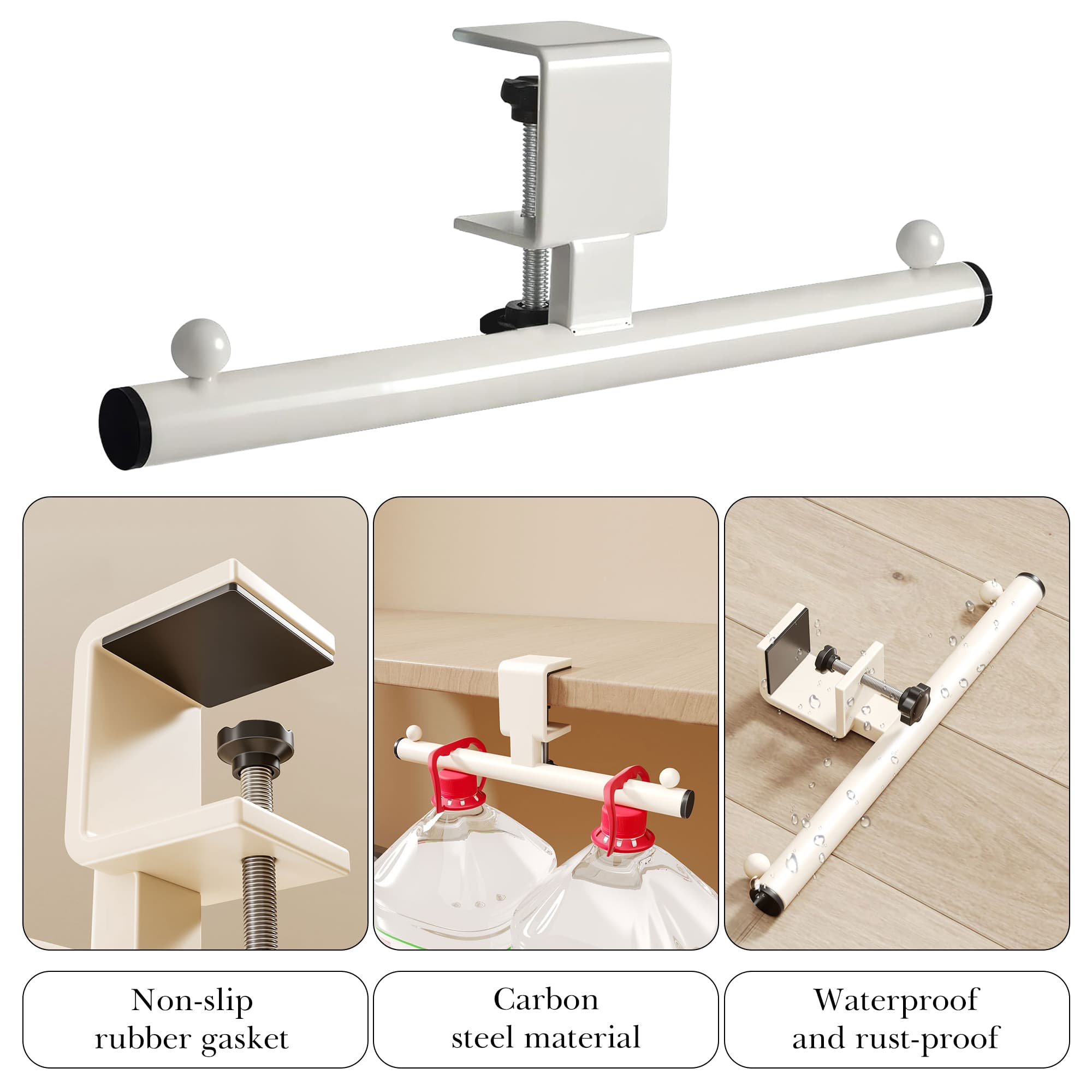 ReignSword Backpack Hanger for Desk Table, Adjustable Bag Holder Hook Mount, Metal Under Desk Storage Organizer for Reduce Clutter (White) - 2