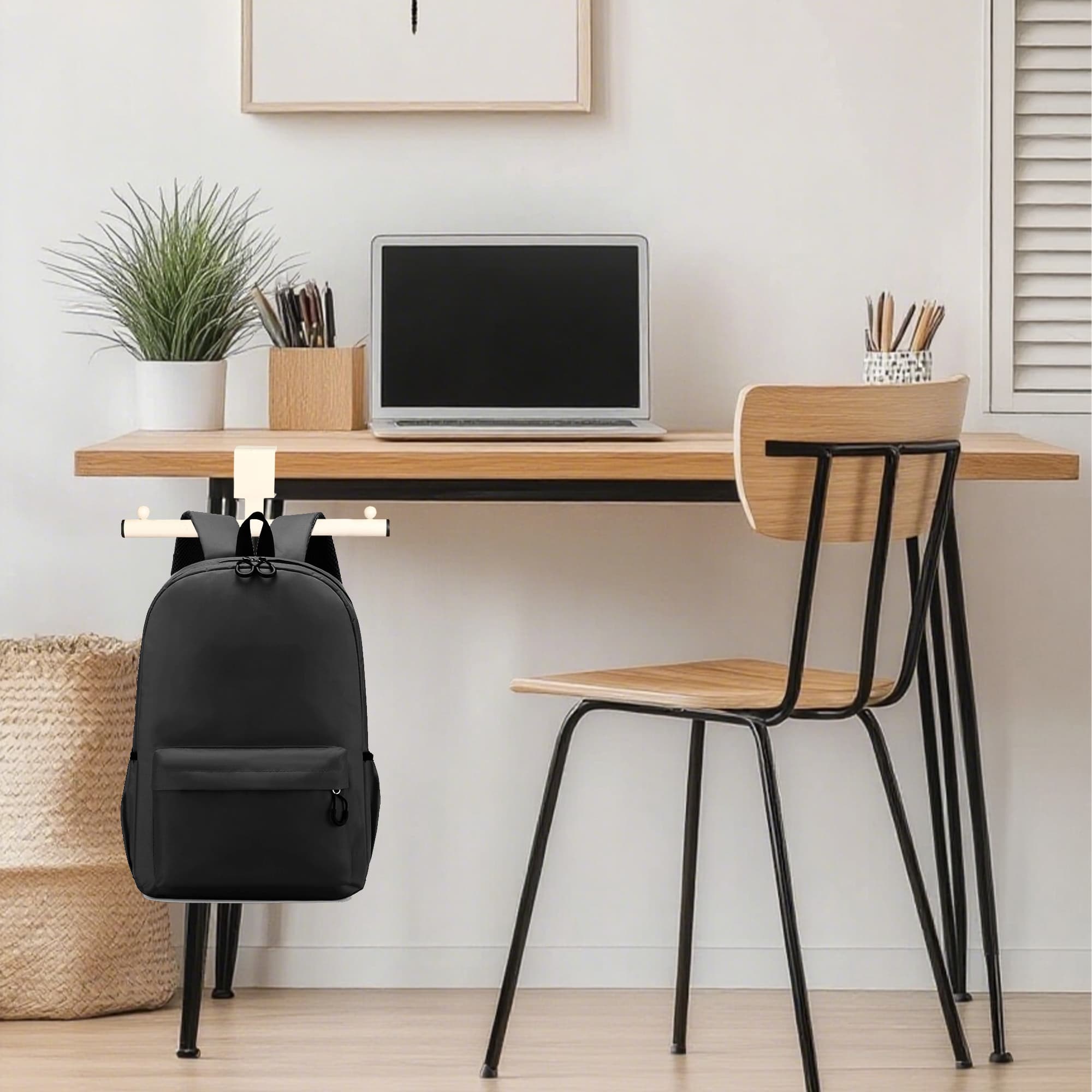 ReignSword Backpack Hanger for Desk Table, Adjustable Bag Holder Hook Mount, Metal Under Desk Storage Organizer for Reduce Clutter (White) - 4