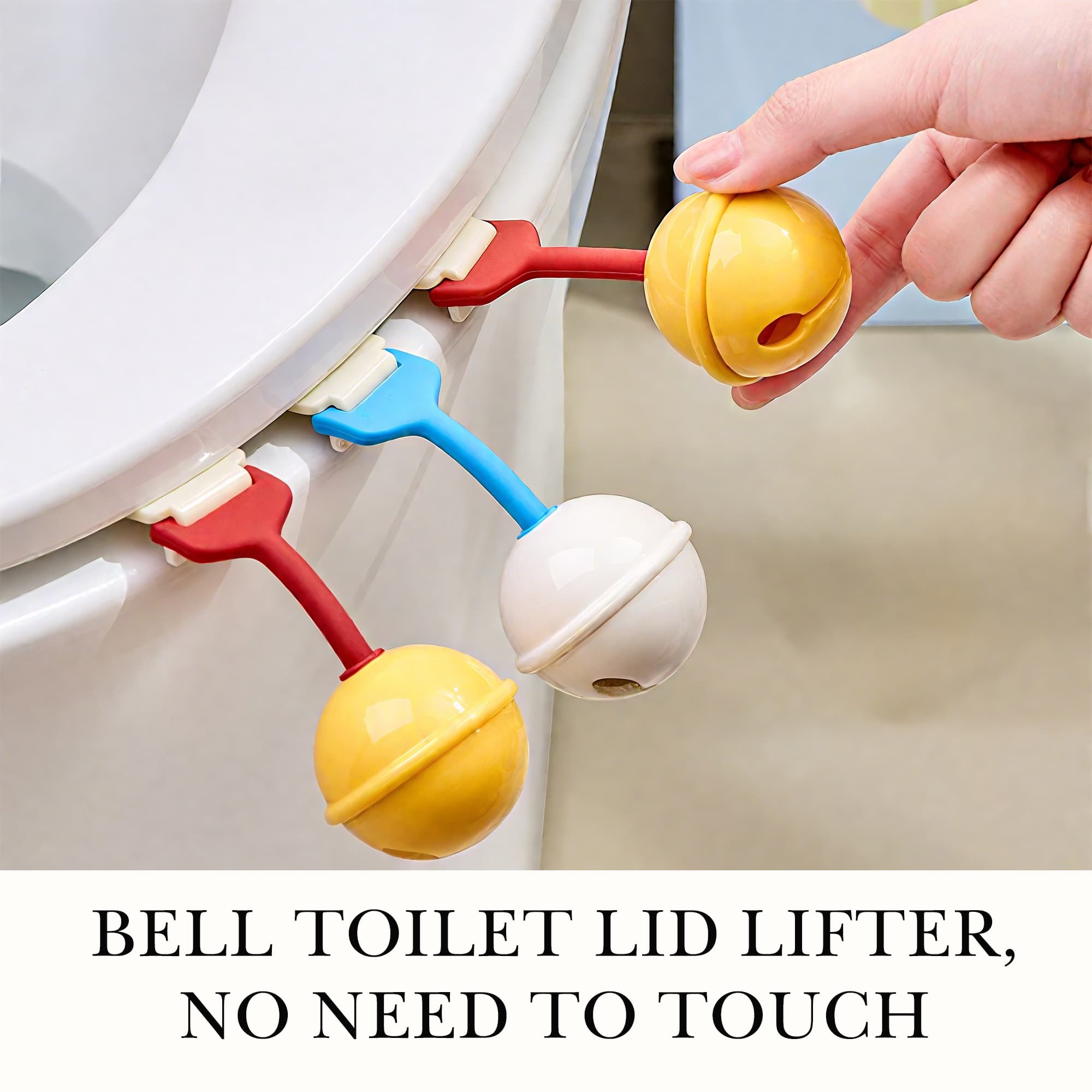 ReignSword Toilet Seat Lifter Set of 2, Silicone Toilet Lid Pad Lifter, Touchless Toilet Cover Handle for Home Bathroom, Office, Hotel - 4