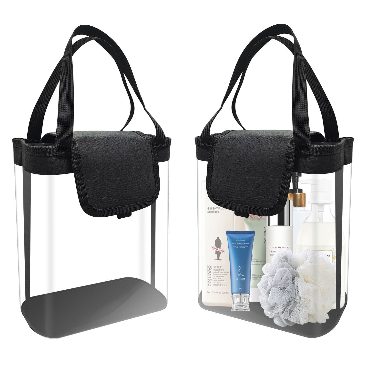 Hanging Clear Toiletry Bag for Women & Men, Waterproof Travel Toiletry Organizer with 360° Rotating Hook, Large Capacity Bag for Bathroom, Gym, Camping, Business Trip, Makeup & Shower Essentials - 6