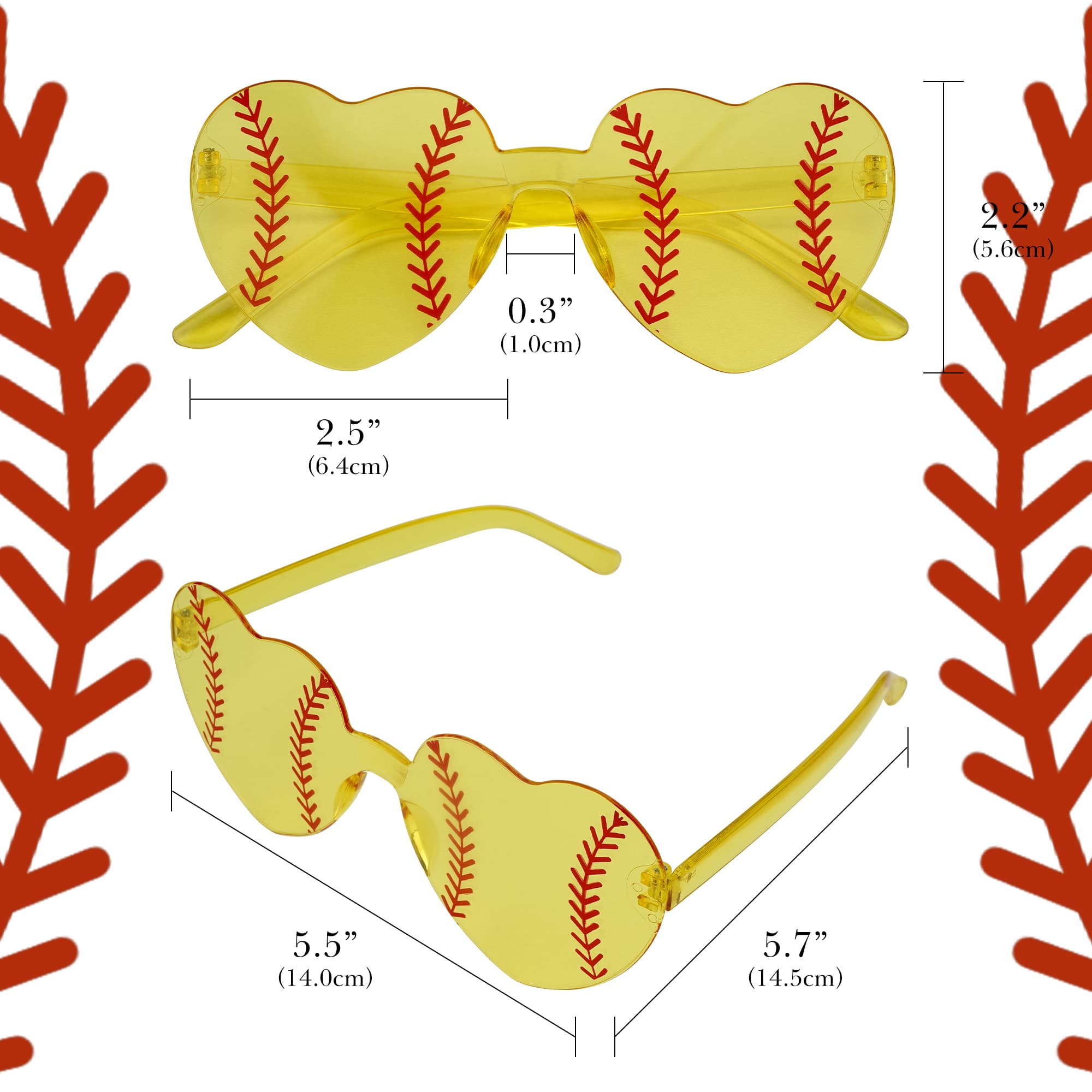 ReignSword 12 Pack Party Softball Sunglasses, Sport Baseball Heart Glasses for Team Sport Party, Softball Accessories Favor Glass Gift for Player Coach - 7