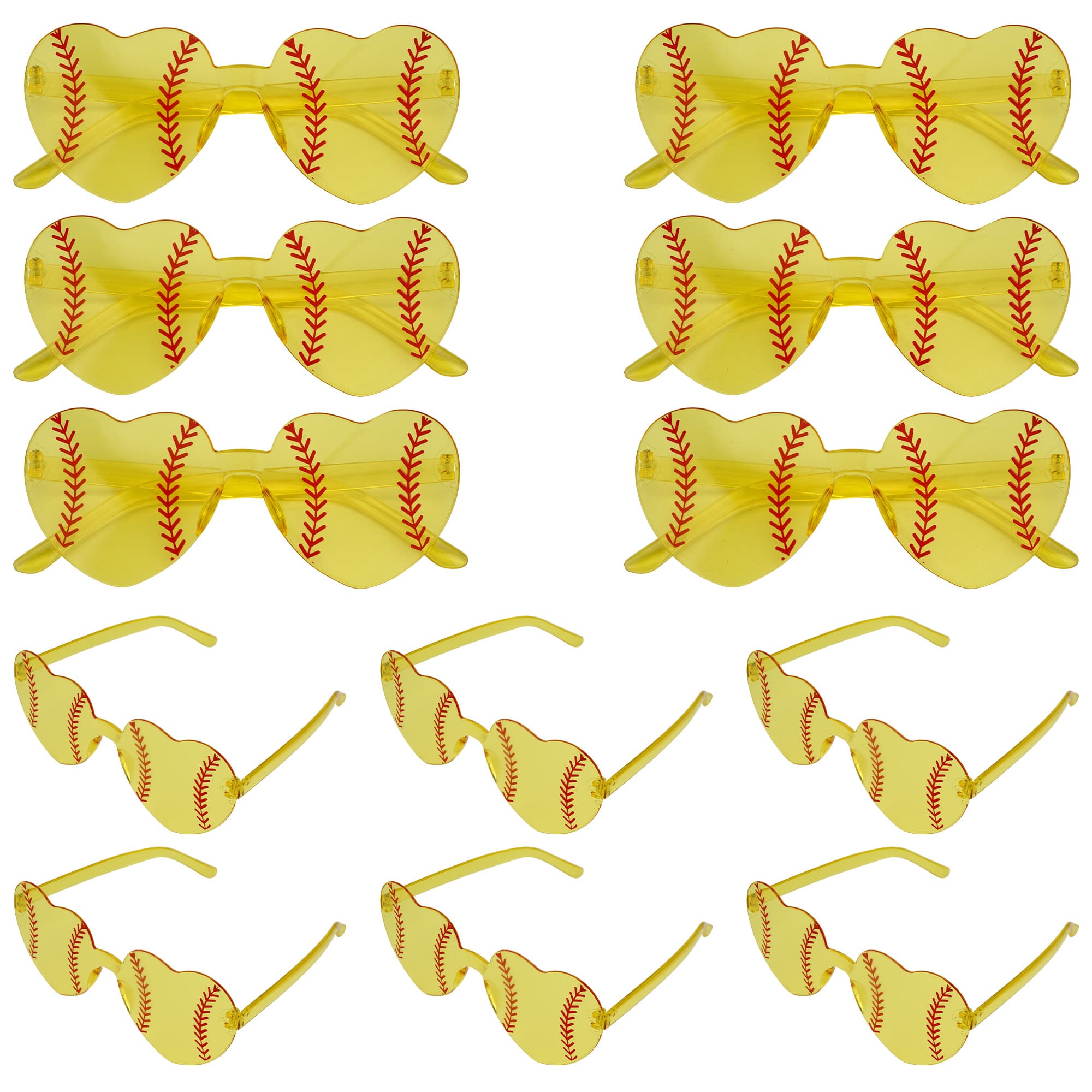 ReignSword 12 Pack Party Softball Sunglasses, Sport Baseball Heart Glasses for Team Sport Party, Softball Accessories Favor Glass Gift for Player Coach - 6
