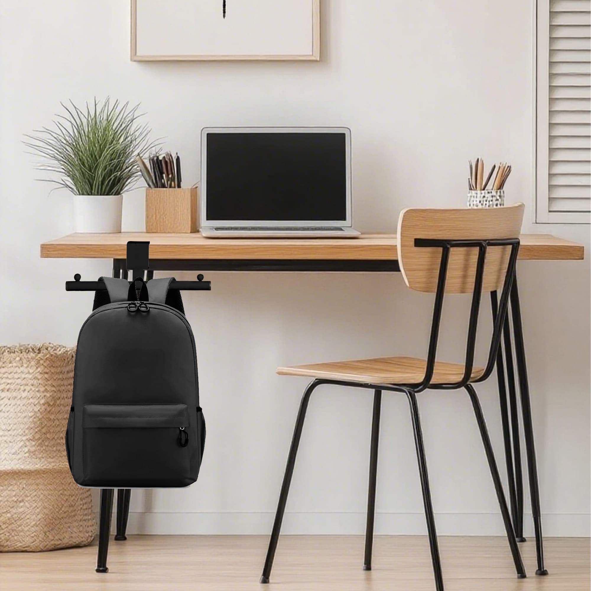 ReignSword Backpack Hanger for Desk Table, Adjustable Bag Holder Hook Mount, Metal Under Desk Storage Organizer for Reduce Clutter (Black) - 4