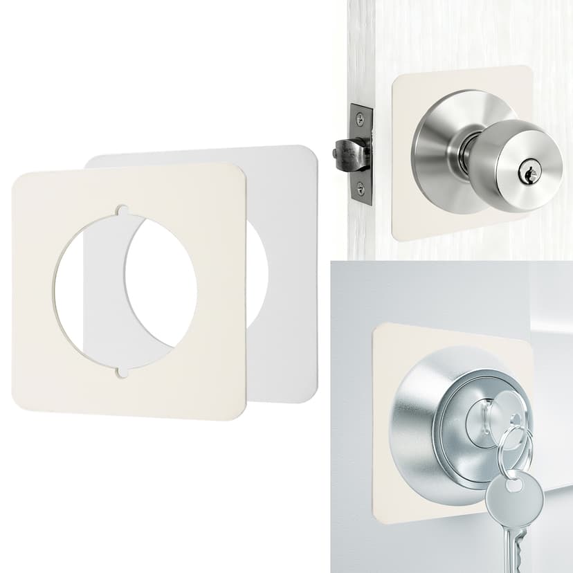ReignSword Square Door Knob Plates, 2 Pcs No Drilling Door Lock Spacer Shim Backplate, Hardened Steel Reinforcement & Scar Plates for Standard Door Knob/Lever Lock/Deadbolt