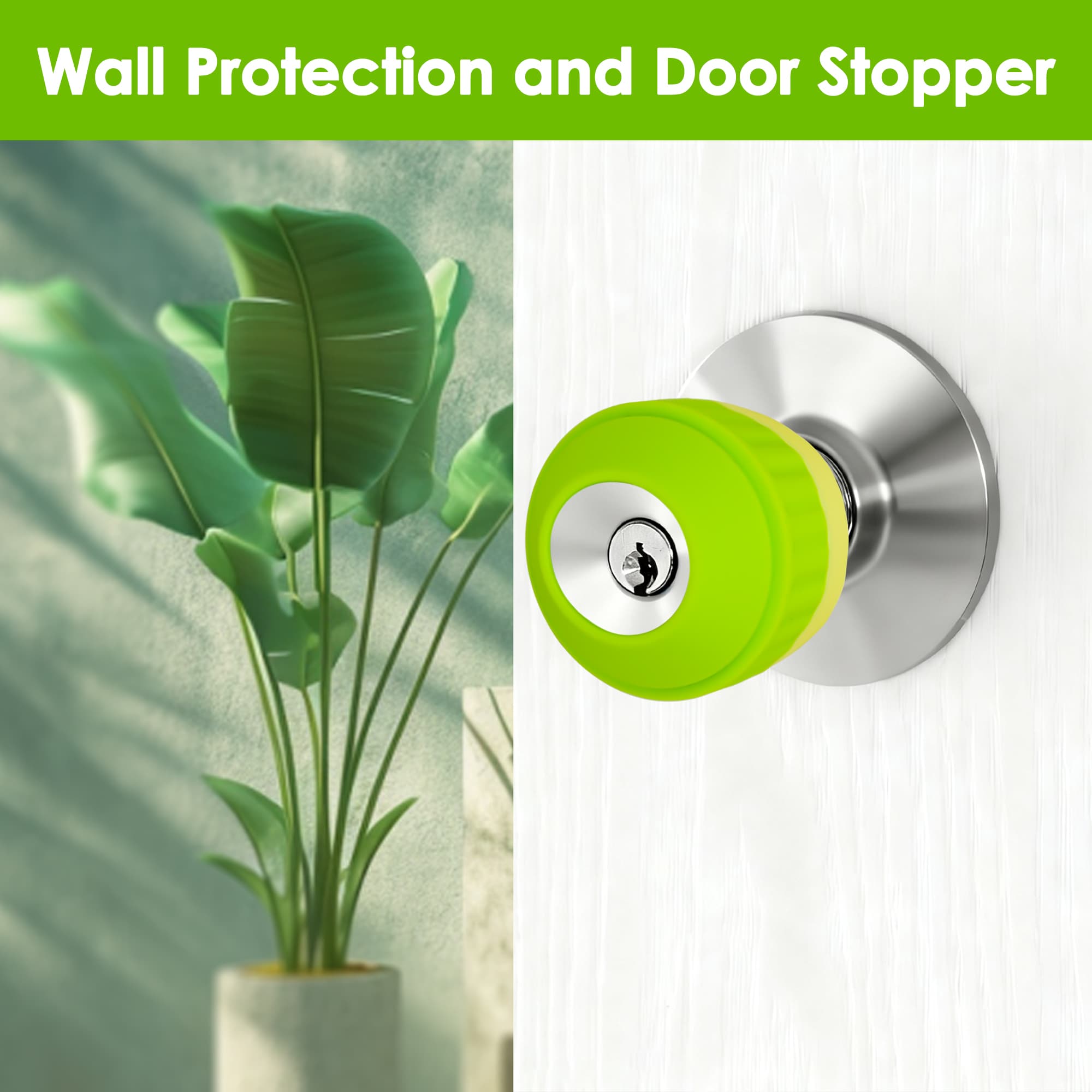 ReignSword Silicone Door Knob Cover, 4 Pack Non-Slip Doorknob Safety Decorative Cover Grips, Round Door Handle Covers Protects Walls from Dents and Damage - 5