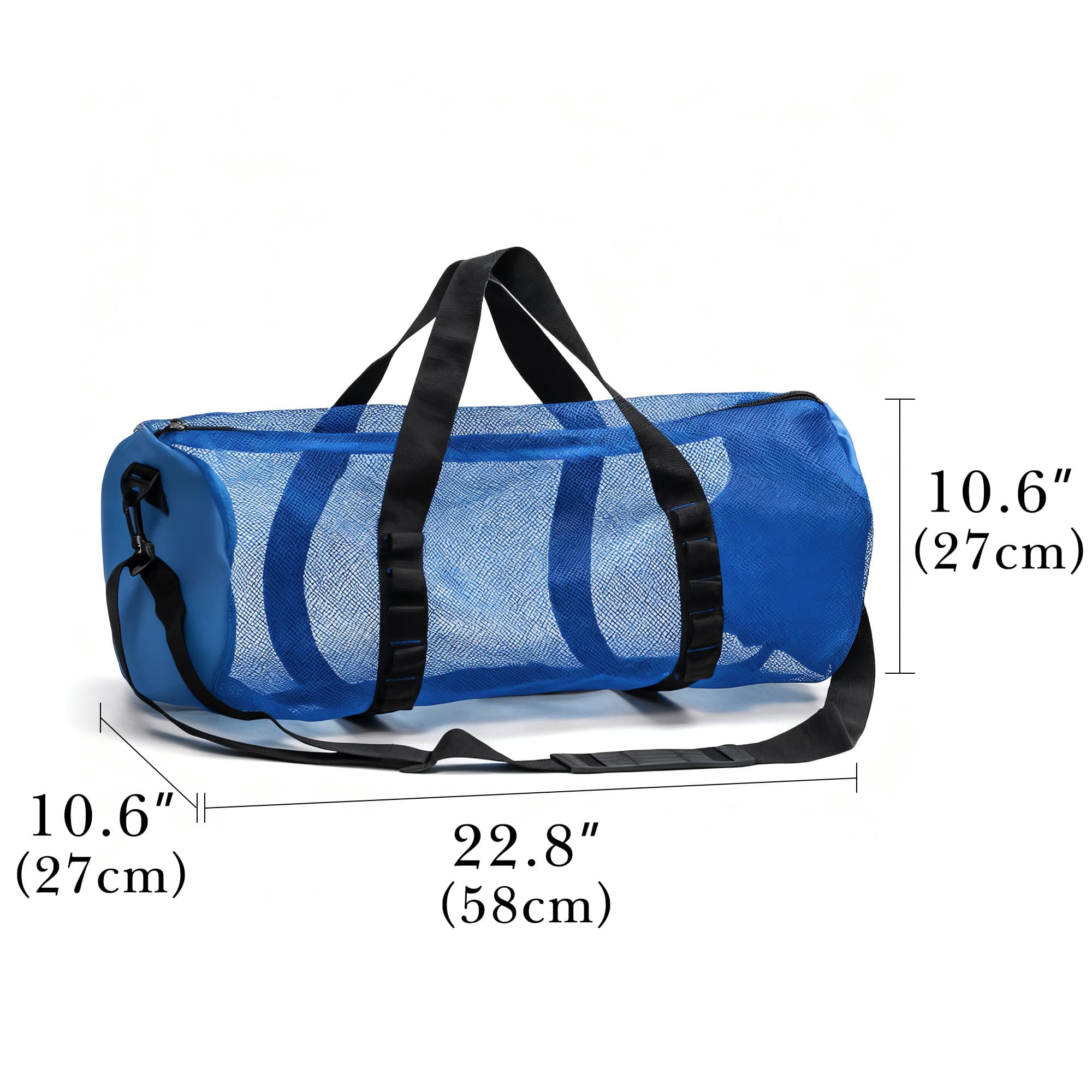ReignSword Mesh Duffle Bag for Scuba Dive or Snorkel, 22.8 x 10.6 x 10.6 Inches Portable Snorkeling Equipment Carry Bag with Adjustable Shoulder Strap (Blue) - 3