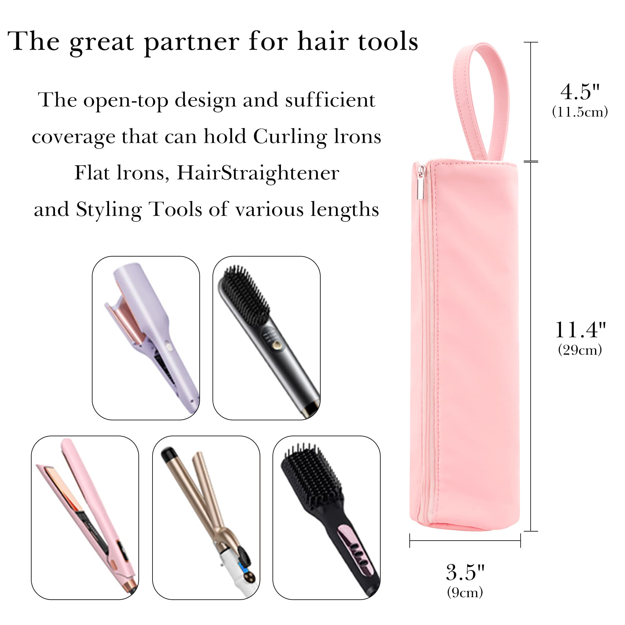 ReignSword Hot Iron Holder & Mat, Heat Resistant Hot Tools Organizer, Portable Hair Tools Travel Bag for Curling Irons, Flat Irons, Hair Straightener and Styling Tools (Pink) - 1