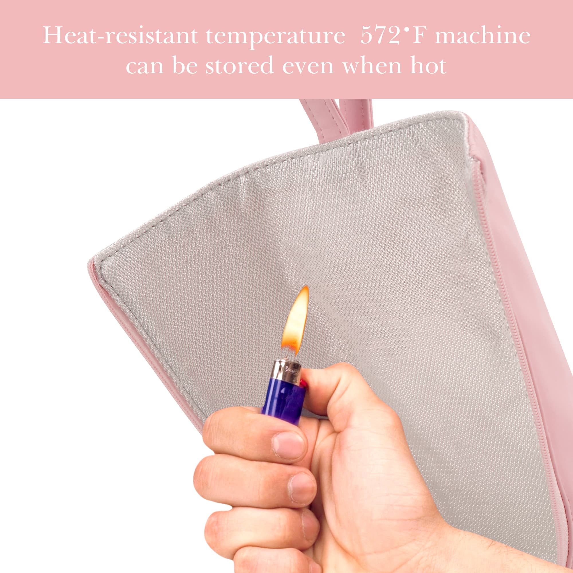 ReignSword Hot Iron Holder & Mat, Heat Resistant Hot Tools Organizer, Portable Hair Tools Travel Bag for Curling Irons, Flat Irons, Hair Straightener and Styling Tools (Pink) - 3