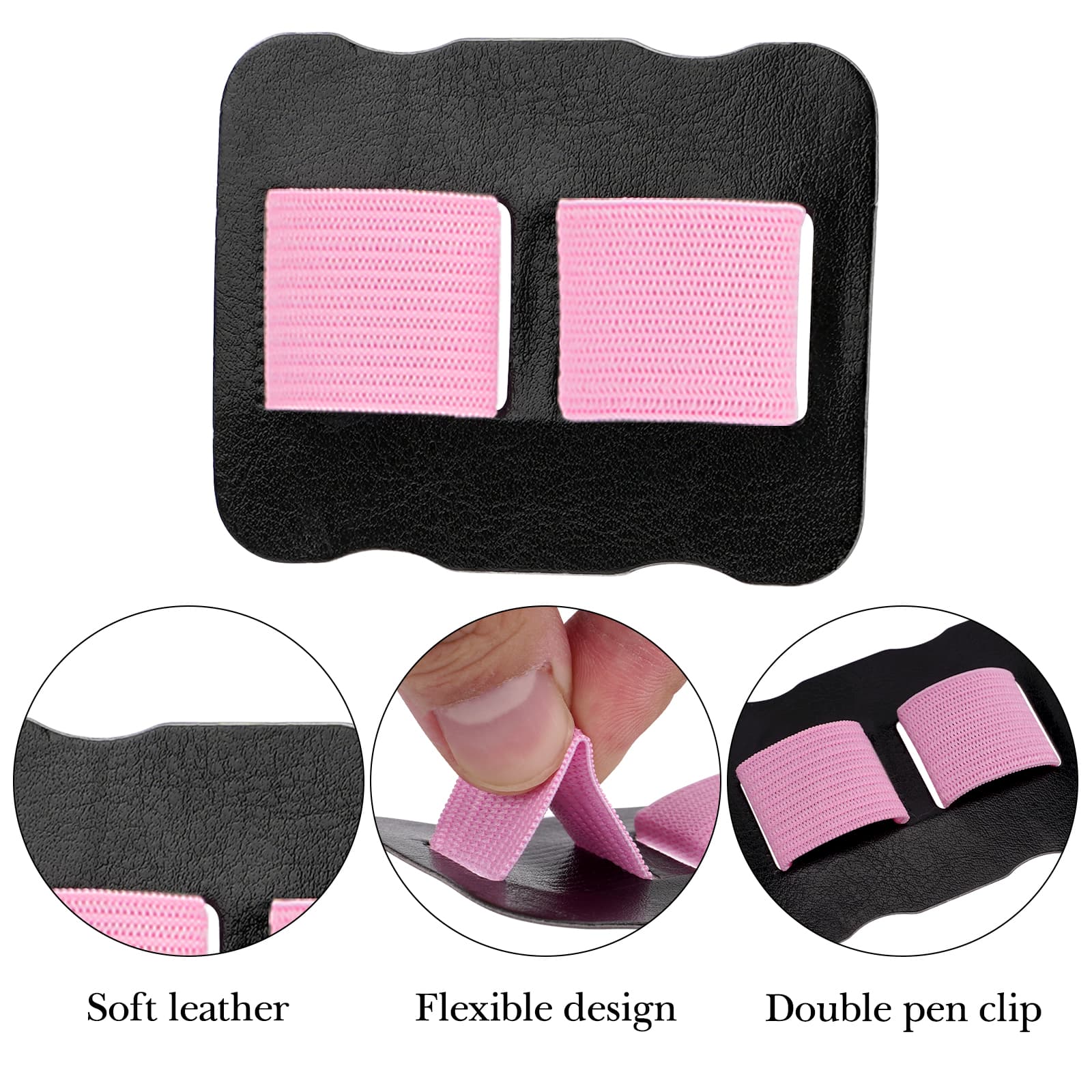 ReignSword 8 Pack Self Adhesive Pencil Holder, Vegan Leather Pen Loop Holder for Notebooks Journals Planners Tablet Case, Elastic Pen Holder for Pens, Apple Pencil - 2