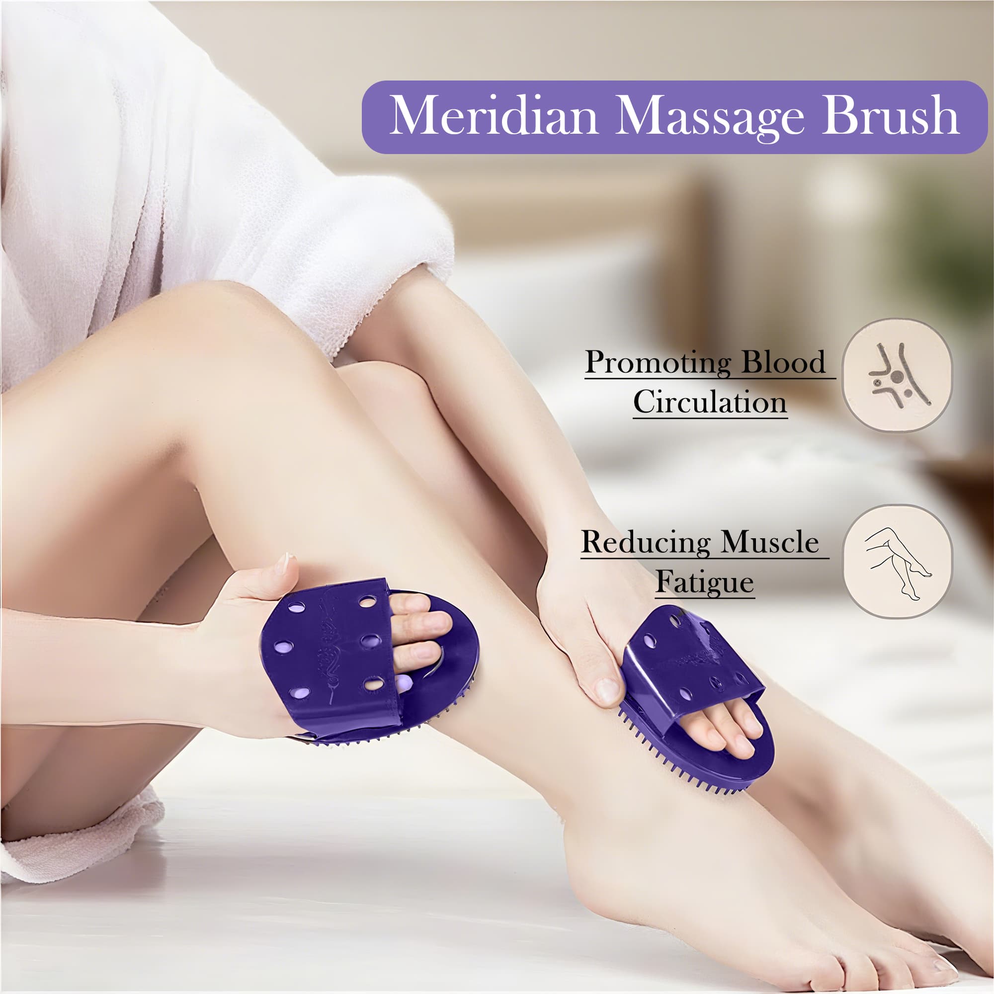 ReignSword 2Pcs Meridian Brush Massage Set, Beauty Salon Professional Acupressure Comb, Full Body Relaxation Therapy Tools, Portable Handheld Cepillo De Meridianos Para Masajes (Purple) - 4