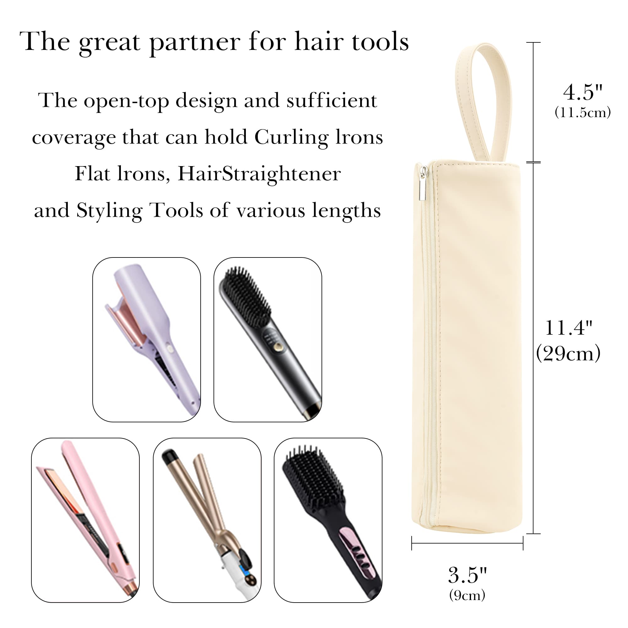 ReignSword Hot Iron Holder & Mat, Heat Resistant Hot Tools Organizer, Portable Hair Tools Travel Bag for Curling Irons, Flat Irons, Hair Straightener and Styling Tools (Beige) - 1