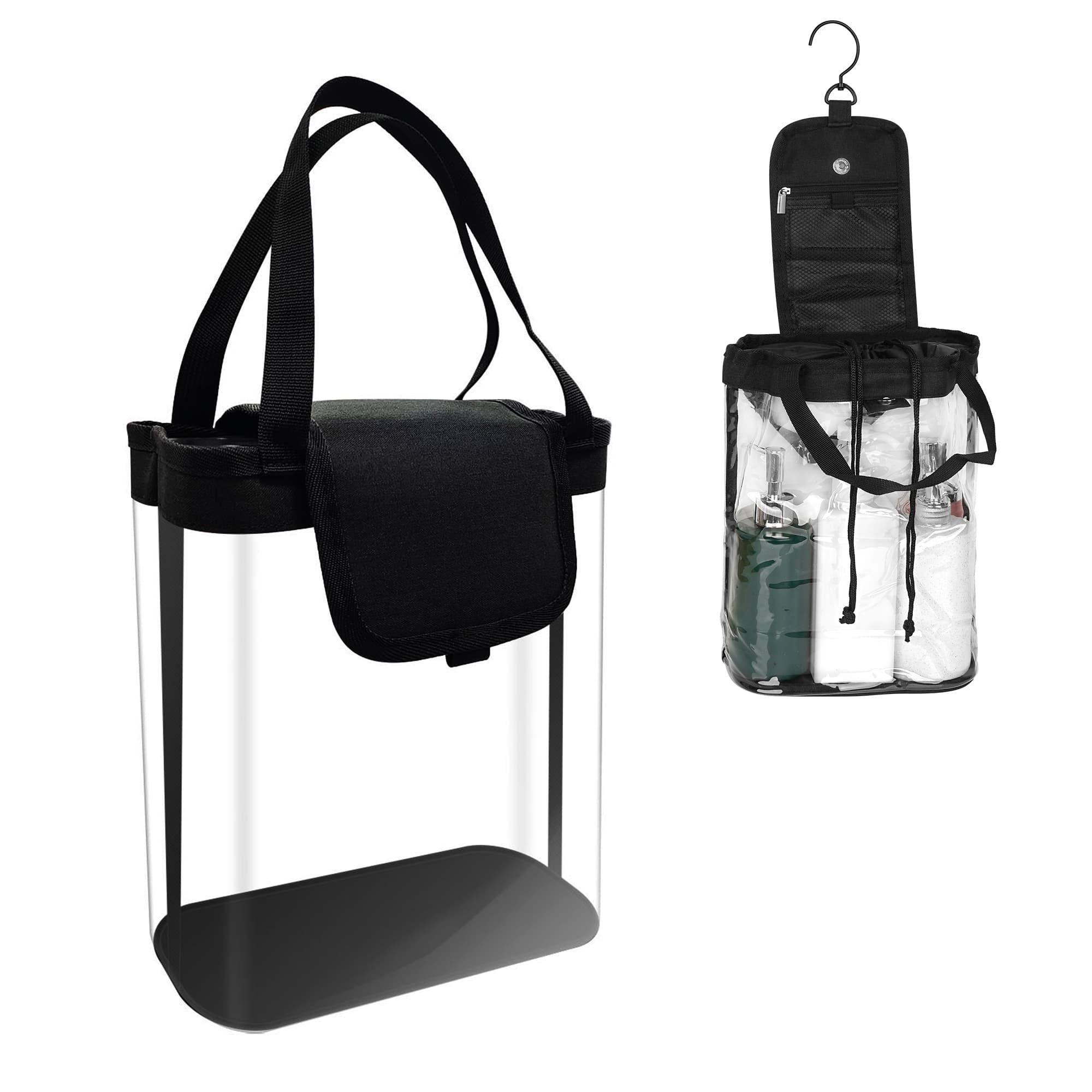 Hanging Clear Toiletry Bag for Women & Men, Waterproof Travel Toiletry Organizer with 360° Rotating Hook, Large Capacity Bag for Bathroom, Gym, Camping, Business Trip, Makeup & Shower Essentials - 8