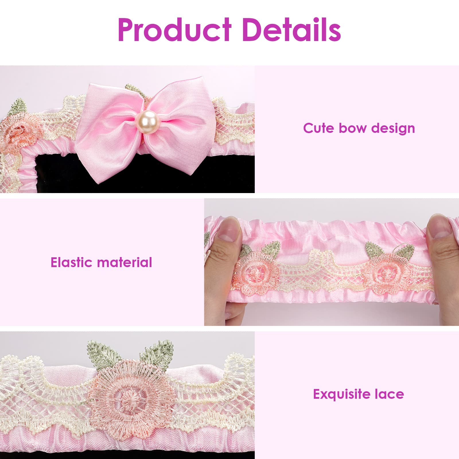 ReignSword 2 Pcs 27''-30'' Cute Computer Monitor Cover with Bow Tie, Lovely Computer Accessories with Lace Design, Monitor Dust Cover Protector (Pink) - 2