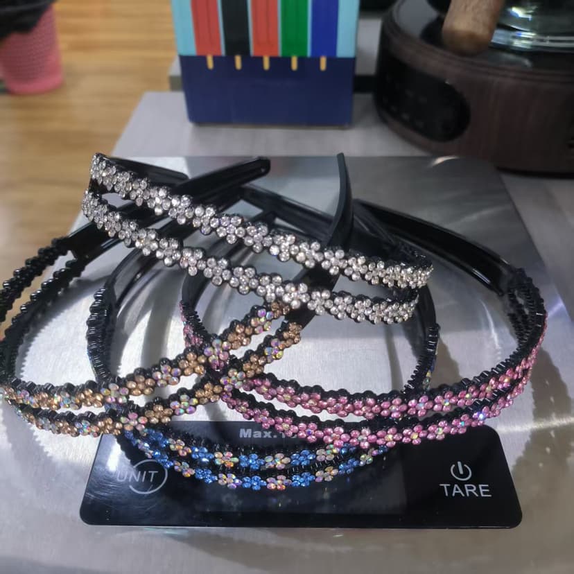 ReignSword Rhinestone Headbands for Women Girls, 4 Pack Sparkly Crystal Padded Hair Hoops, Non-Slip Bling Hair Bands, Fashion Accessories for Wedding Party Prom