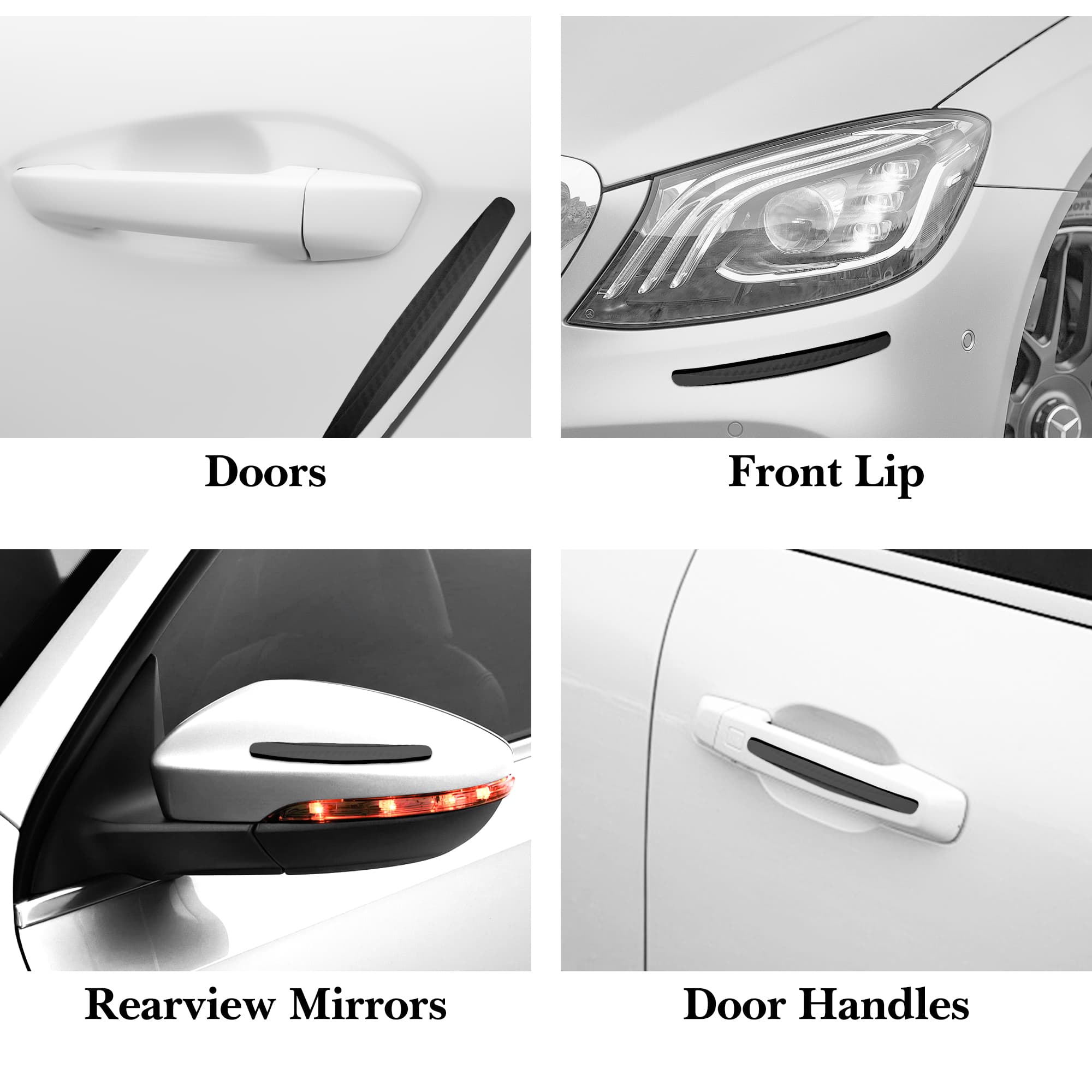 ReignSword 4 Pcs Car Door Edge Guards, Anti-Scratch Anti-Collision Self Adhesive Bumper Protector Trim Strip, Universal Car Exterior Accessories Door Guards for Cars Trucks SUVs (Black) - 4