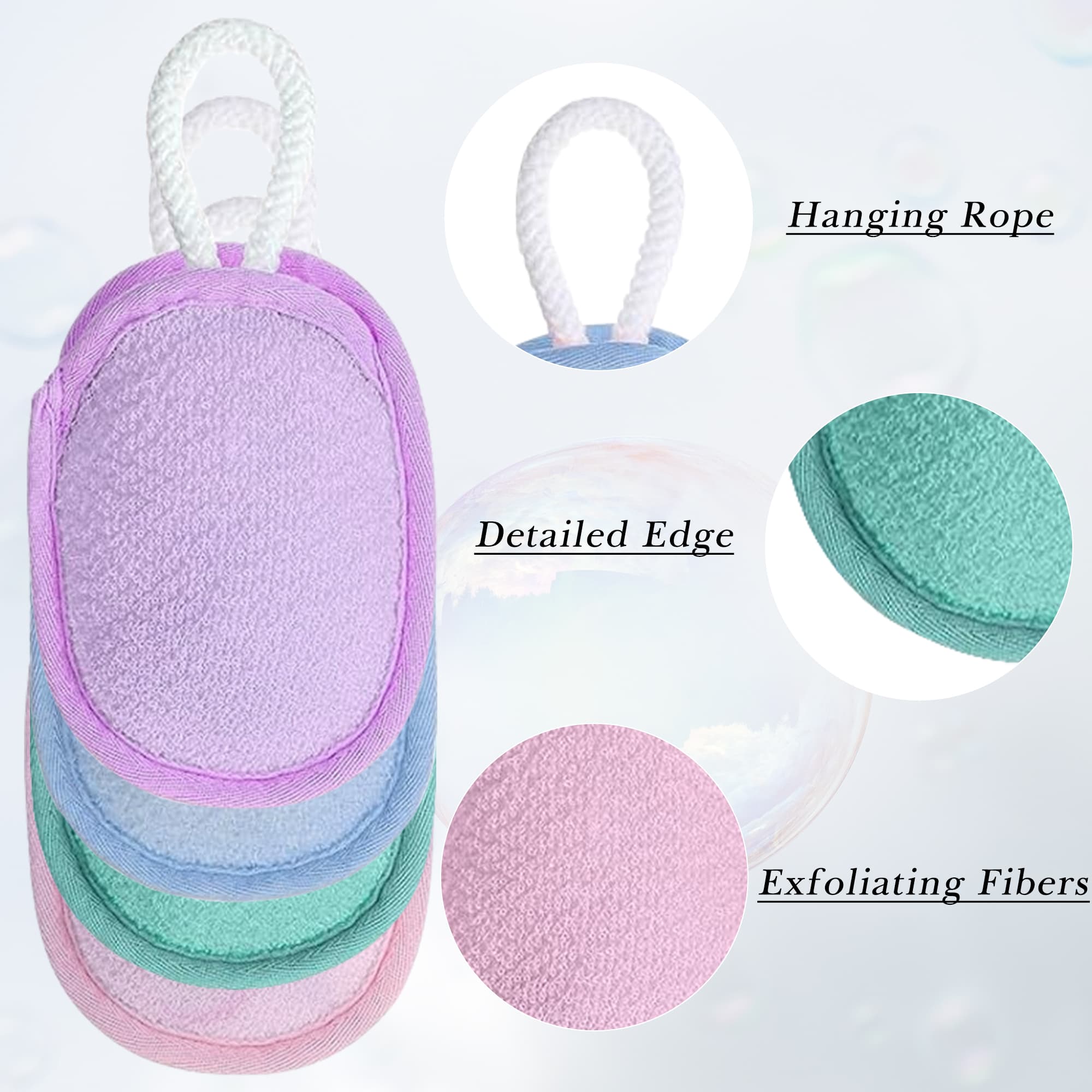 ReignSword 4 Pcs Exfoliating Bath Soap Saver Bags, Double-Sided Body Scrubber Sponge, Bar Soap Holder & Shower Cleaner for Women Men (Multicolor) - 2