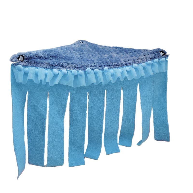 ReignSword Lace Trim Guinea Pig Corner Hideout, Fleece Forest Cage Accessories, Pet Corner Hideaway for Guinea Pigs, Rabbits, Ferrets, Chinchillas, Hedgehogs (Blue)
