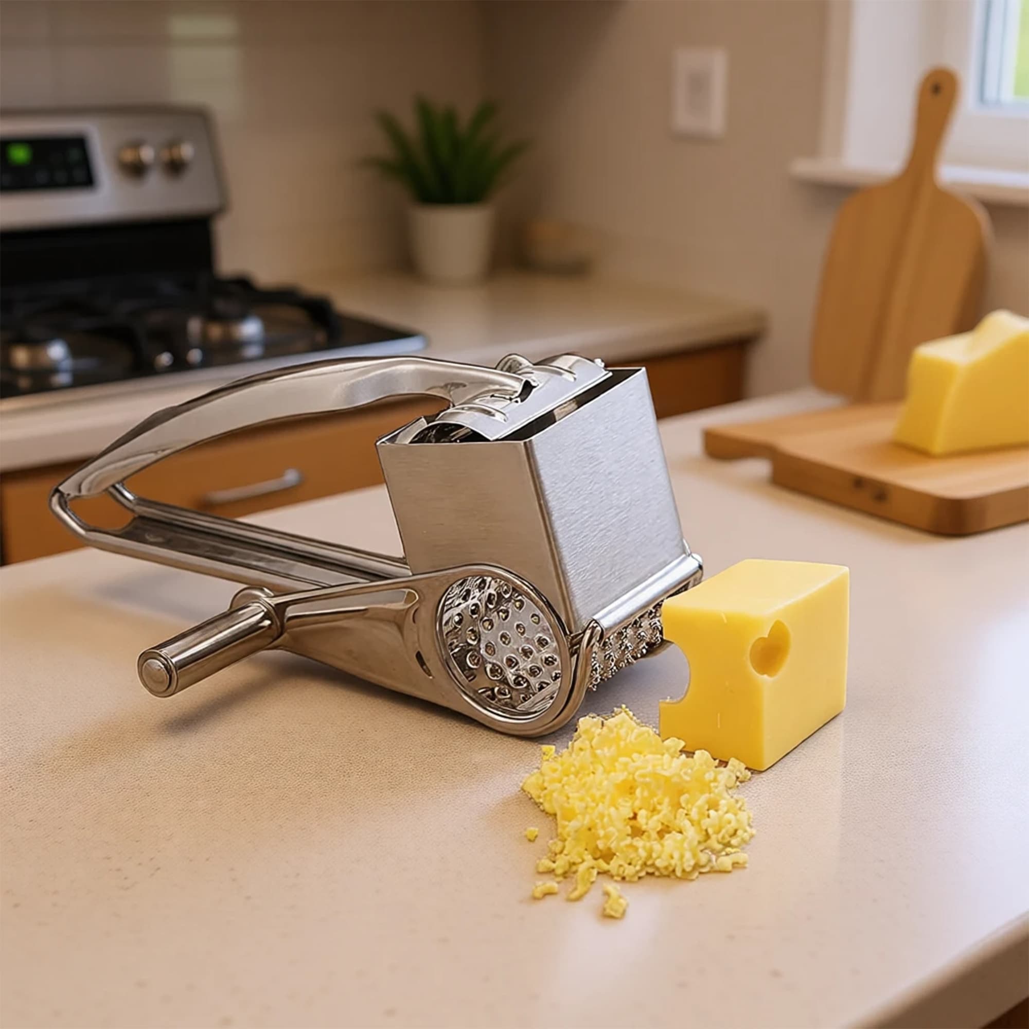 Cheese Grater, Stainless Steel Rotary Cheese Graters Shredder Handheld, Kitchen Grater for Cheese Ginger Vegetables - 5